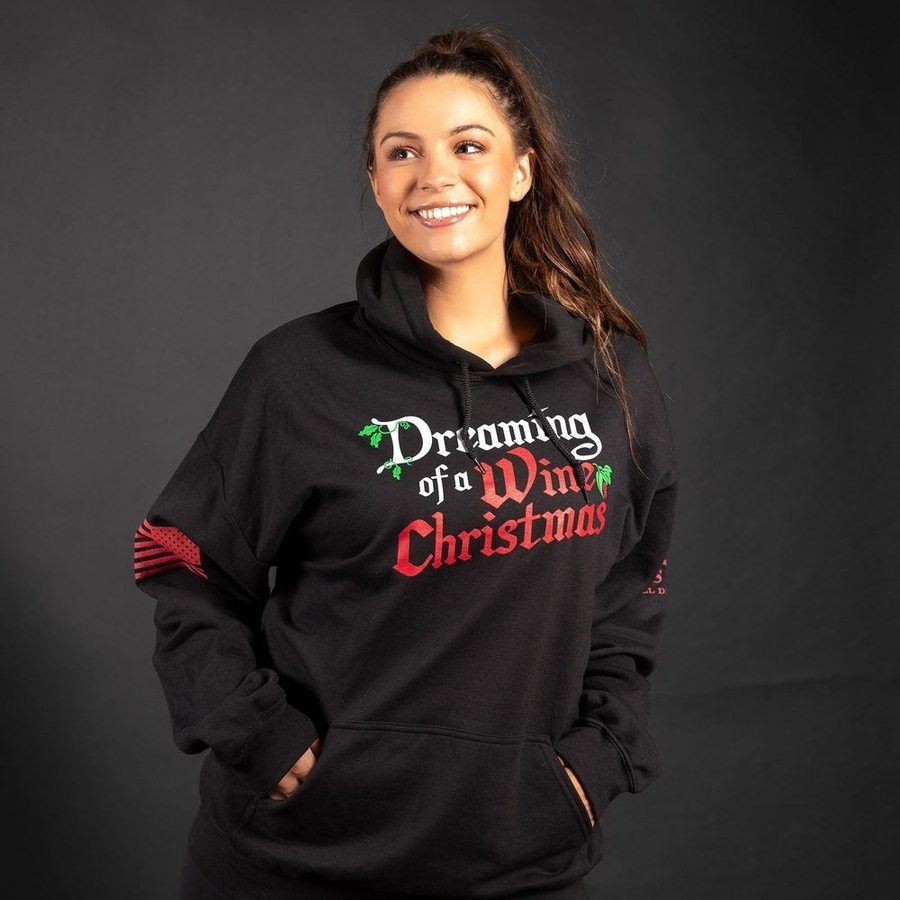 Women's Christmas Wine Hoodie - Cozy Black Pullover for Holiday Parties & Festive Gatherings