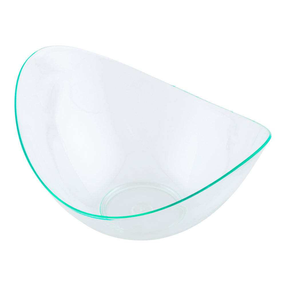 100 Pack 2 oz Oval Seagreen Plastic Tasting Dishes with 100 Silver Mini Plastic Spoons - Perfect for Wine Tasting, Food Sampling, and Party Appetizers