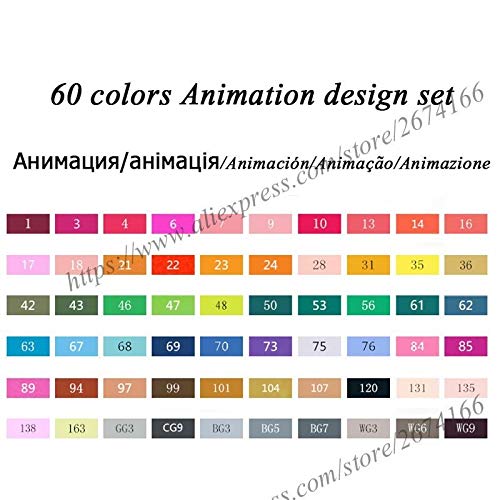 Cobaka Dual Tip Alcohol-Based Art Markers Set - 60 Vibrant Colors for Manga, Sketching & Illustration | Professional Brush & Chisel Tip Markers for Artists, Designers | Ideal for Anime Drawing, Comic Art, Bullet Journaling & Coloring Books
