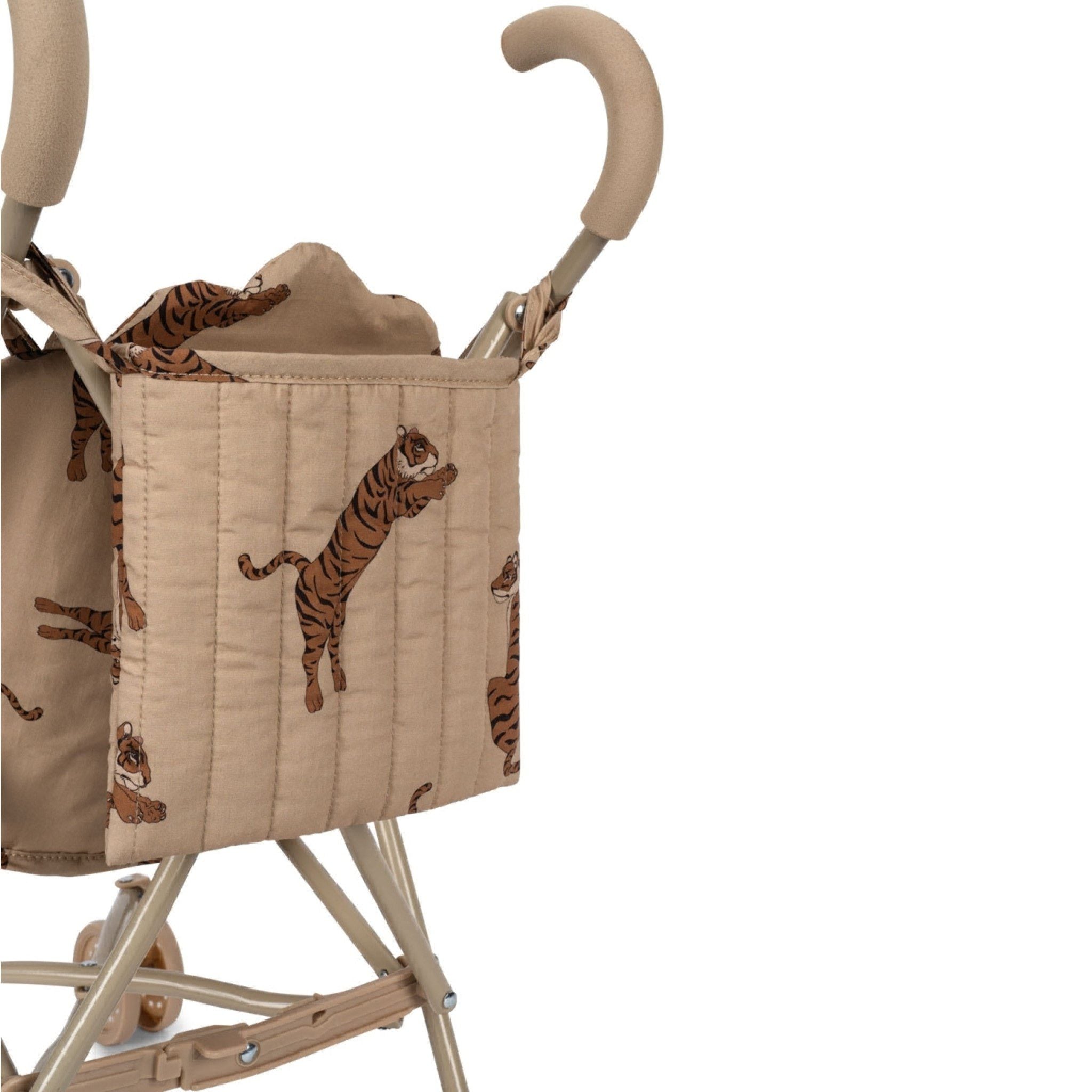 KONGES SLØJD Kids Doll Stroller - Premium Tiger/Oxford Tan Baby Doll Pushchair for Toddlers | Perfect for Pretend Play, Indoor Activities & Gift for Girls