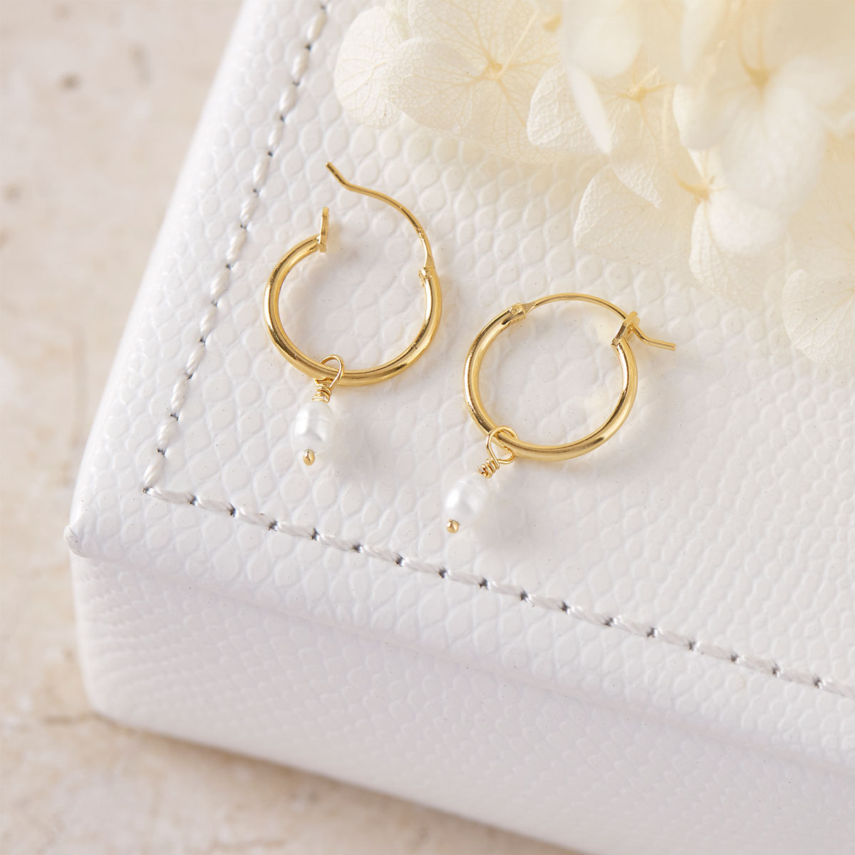 Dainty Pearl Hoop Earrings in Gold - Elegant Minimalist Jewelry for Women | Perfect for Weddings, Parties & Everyday Wear