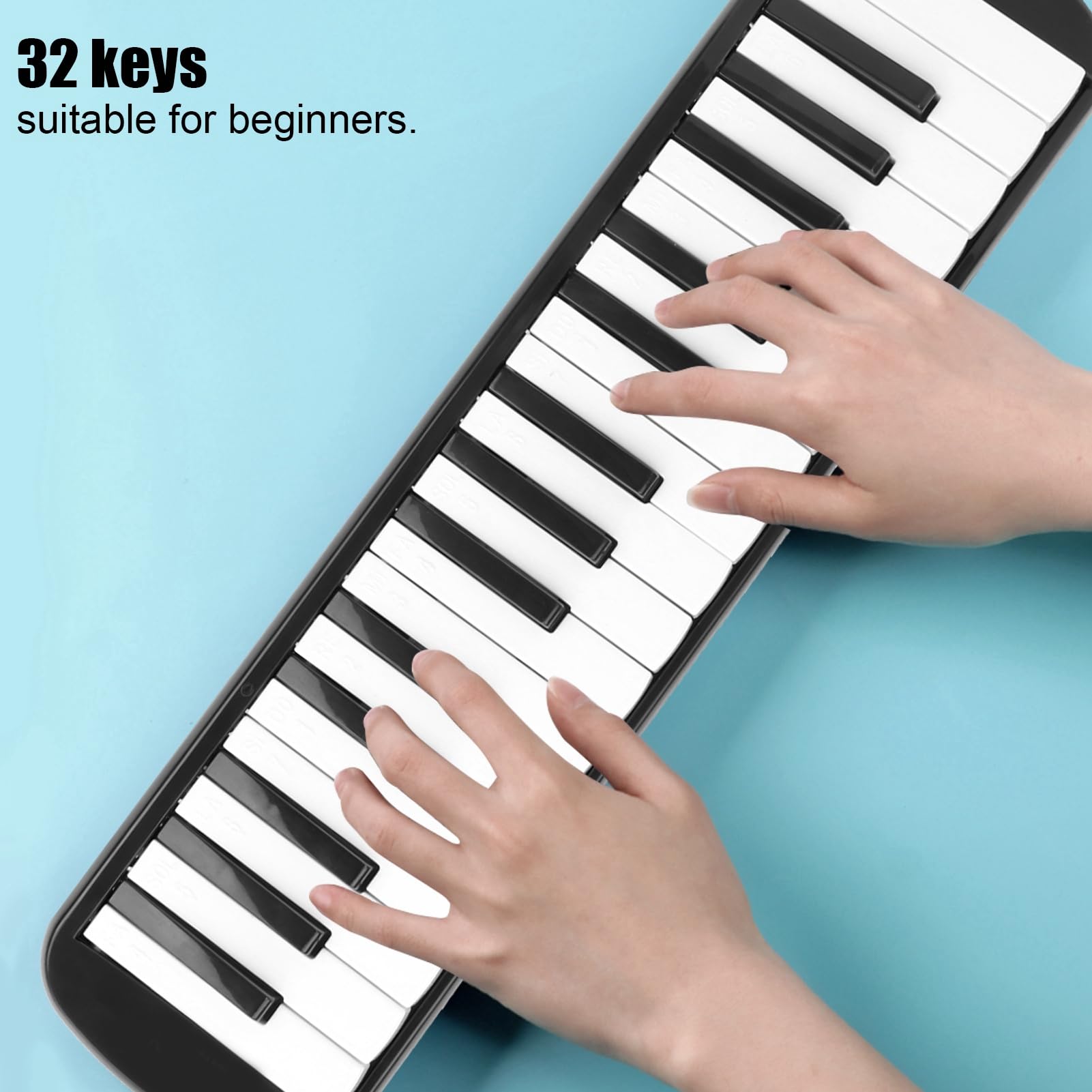 32-Key Melodica Instrument - Portable Keyboard Piano with Mouthpiece, Tube & Carrying Bag - Perfect for Kids, Beginners & Adults - Great Musical Gift (Black) - Ideal for Home Practice, School Music Class & Travel Performances