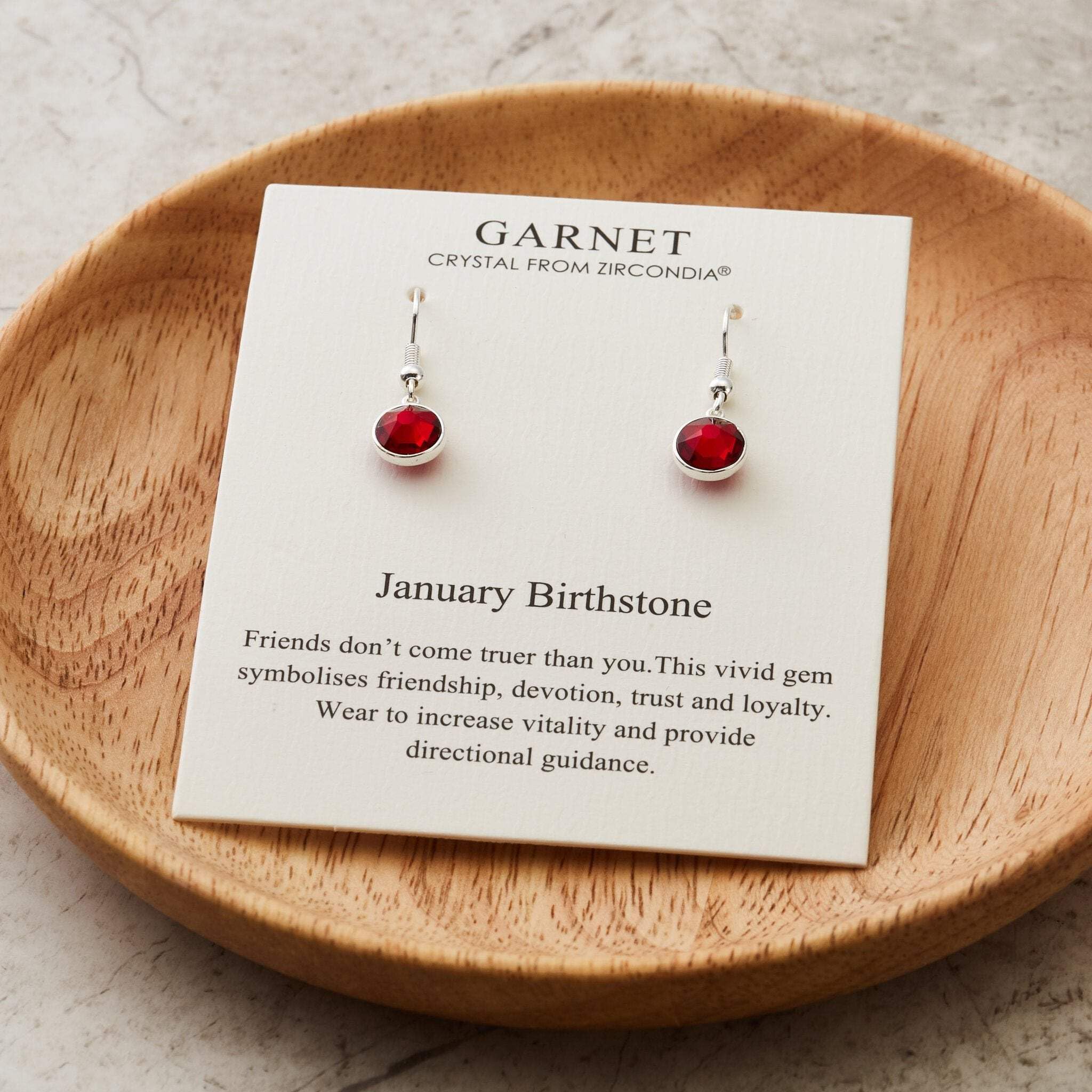 Garnet Zirconia Drop Earrings - January Birthstone Jewelry for Women