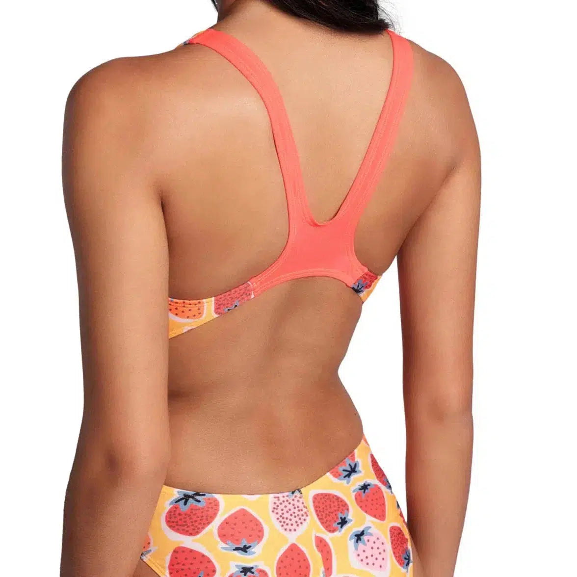 Arena Women's Strawberry Print One-Piece Swimsuit - High-Tech Back Support for Swimming & Beach Activities | Perfect for Pool, Surfing, and Summer Vacations