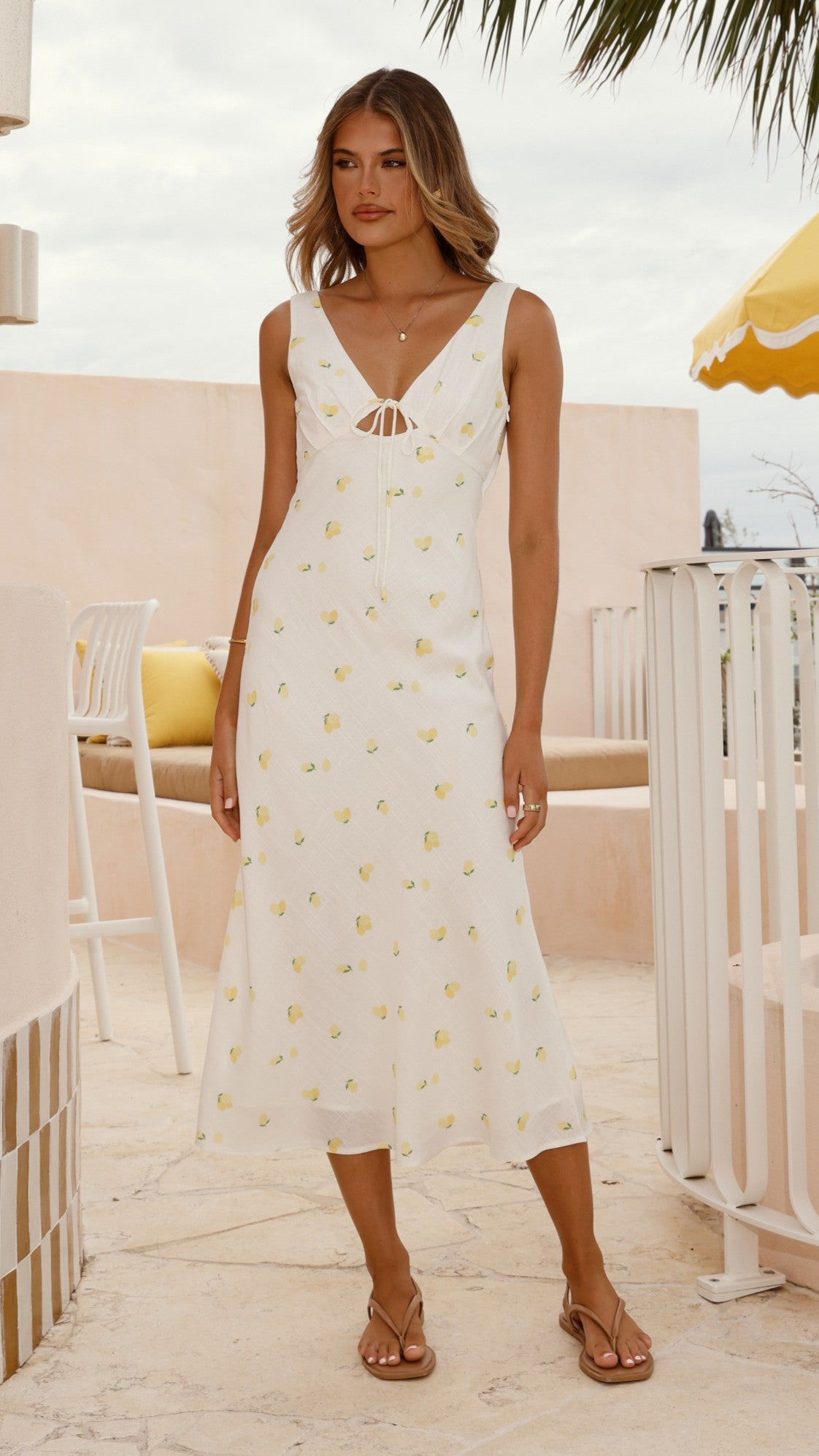 Lola Midi Dress in Limone - Flowy Summer Dress for Women | Perfect for Beach Vacations, Date Nights & Outdoor Weddings
