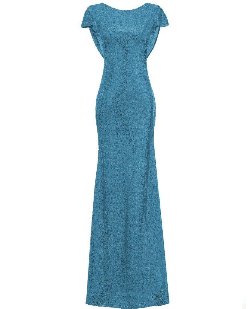 SOLOVEDRESS Women's Mermaid Sequin Long Evening Dress - Elegant Formal Prom Gown, Bridesmaid Dress for Weddings, Parties & Special Occasions
