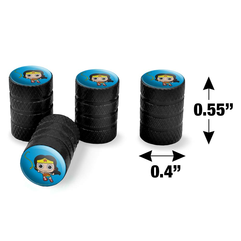 Wonder Woman Chibi Golden Lasso Valve Stem Caps - Aluminum Alloy Wheel Accessories for Cars, Trucks & SUVs - DC Comics Superhero Themed Tire Decor (Set of 4) - Perfect for Comic Fans & Vehicle Customization