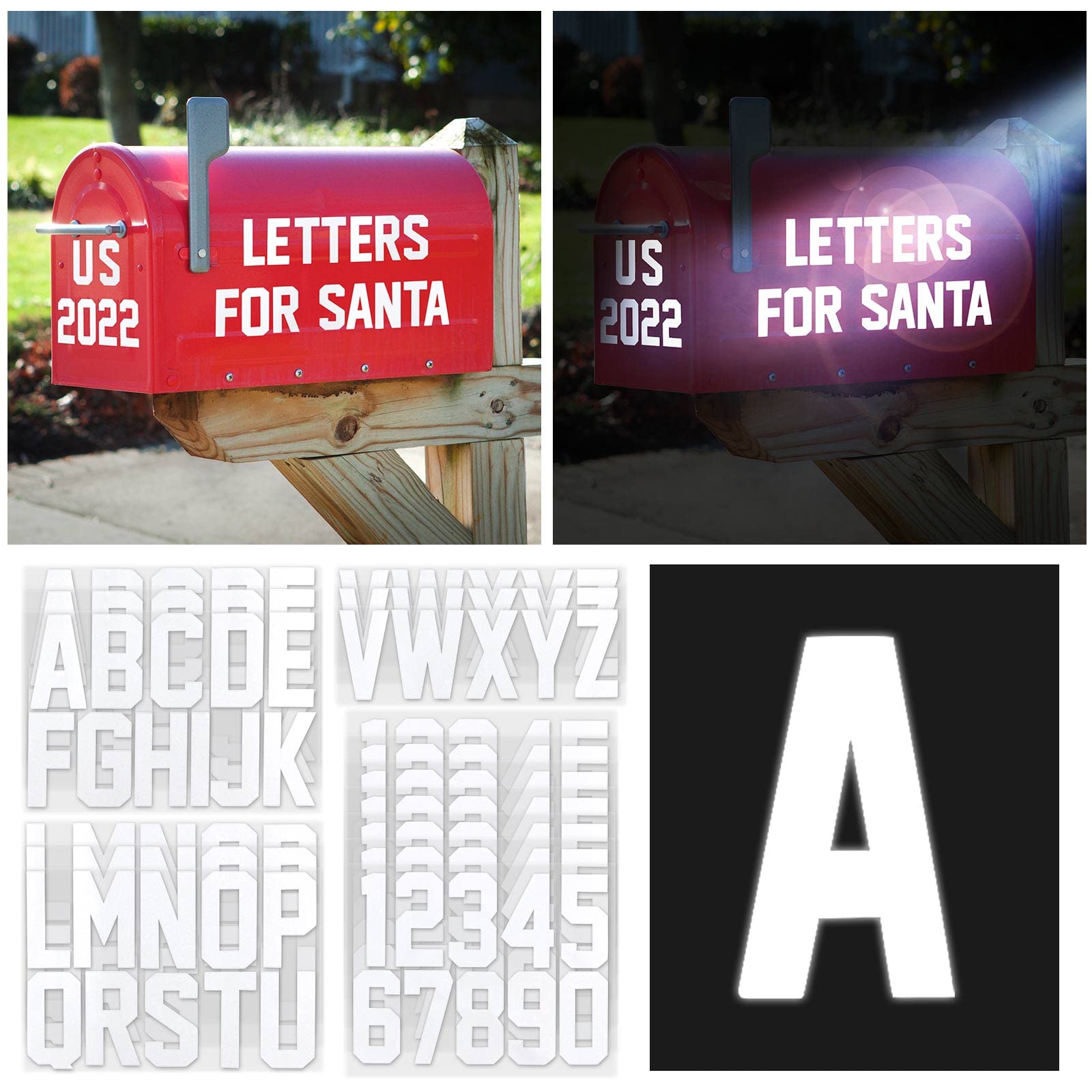 Seloom Reflective Mailbox Numbers & Letters Stickers - 148 PCS Waterproof Decals for House Address (Indoor/Outdoor Use)