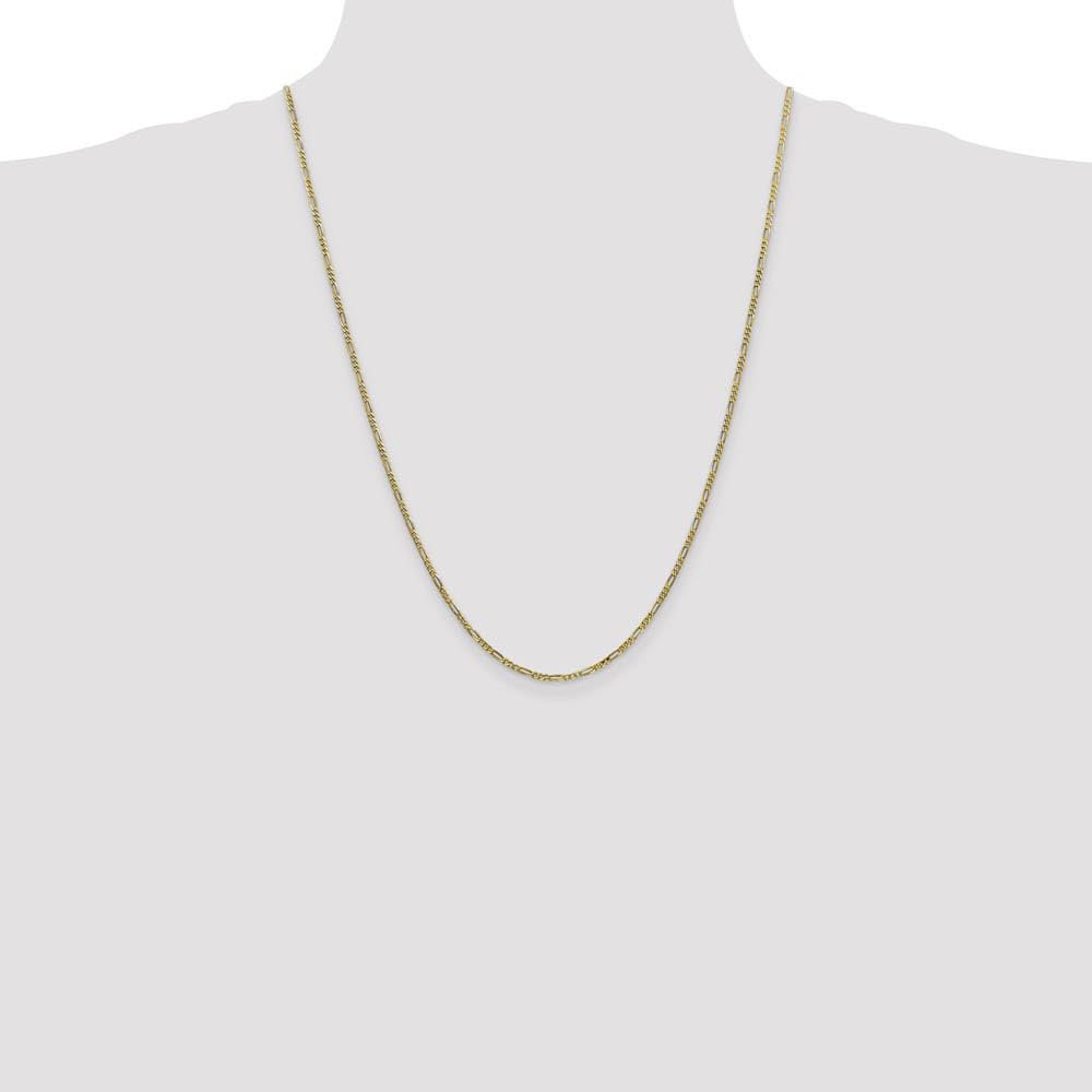 The Black Bow 1.75mm 10k Yellow Gold Solid Concave Figaro Chain Necklace for Men & Women, Perfect for Everyday Wear, Gifts, and Special Occasions
