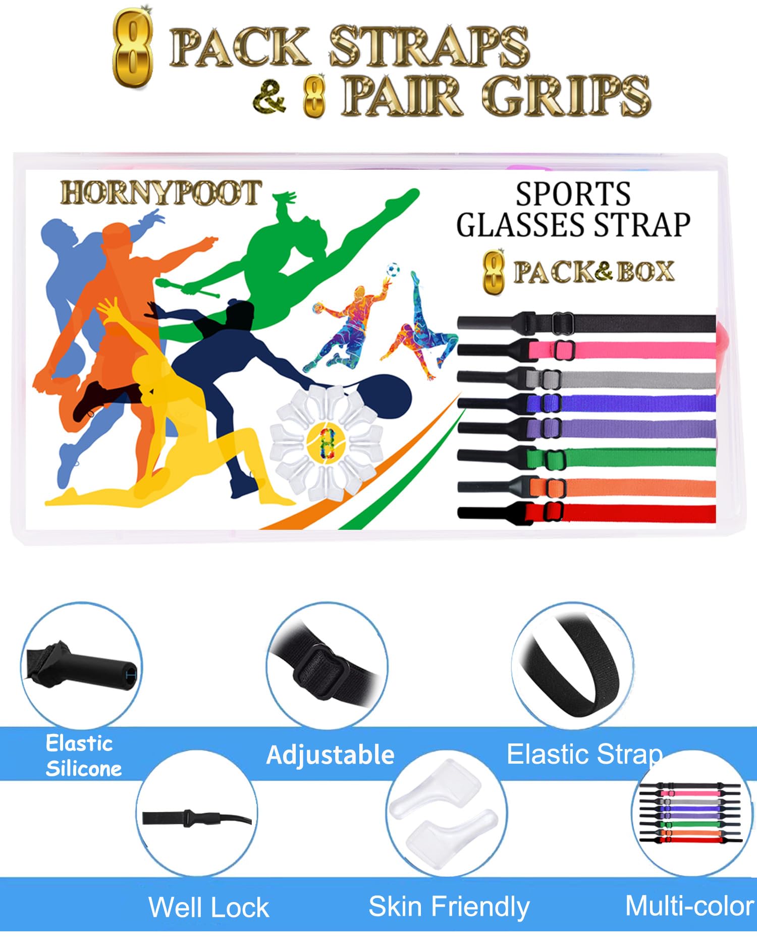**Kids & Adults Silicone Eyeglasses Strap (6.5-10in) - Adjustable Glasses Holder for Boys, Girls, Women & Men - Perfect for Sports, Reading & Outdoor Activities**