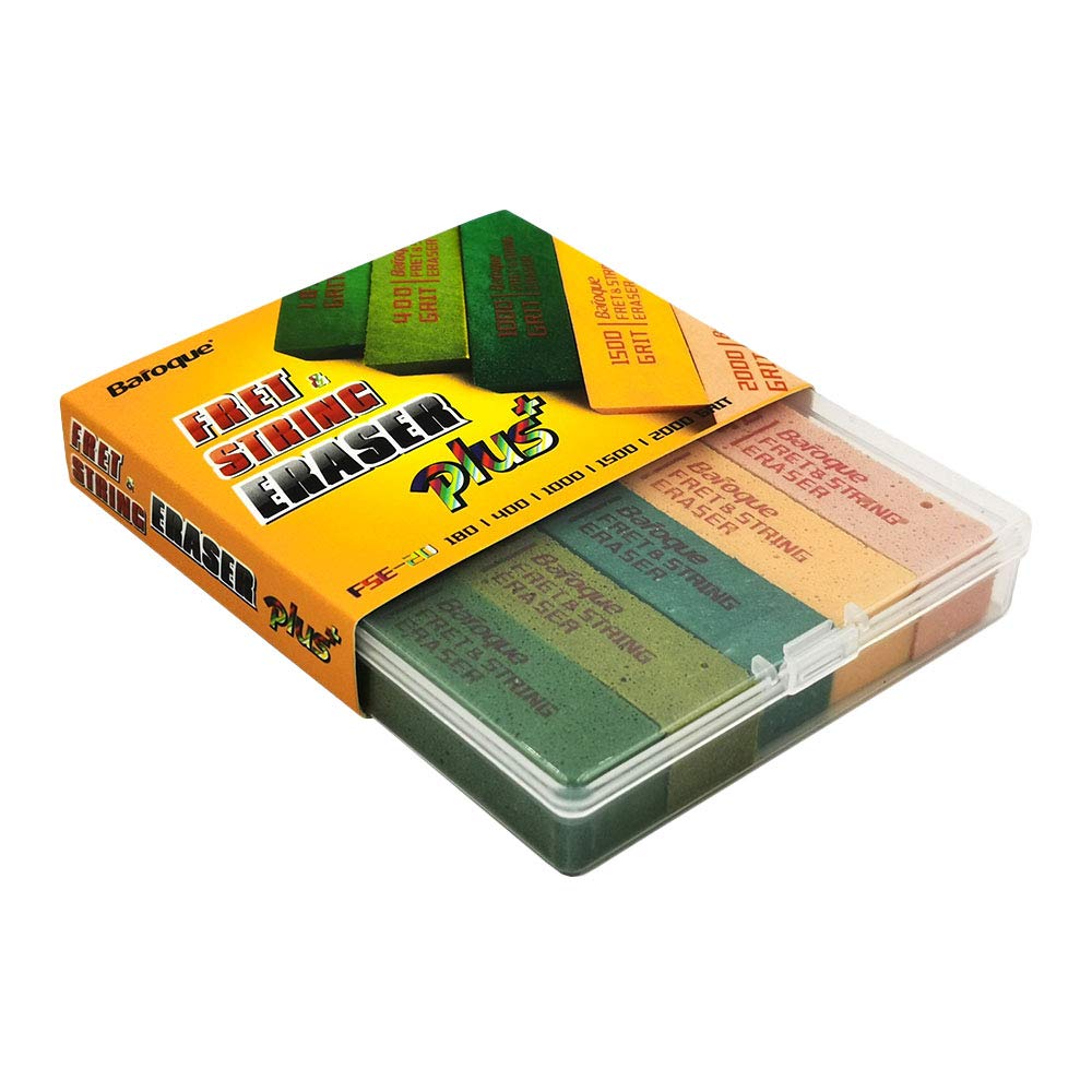 Baroque Guitar Fret Grit Erasers Set of 5 (180/400/1000/1500/2000 Grit) - Fast Polishing Abrasive Rubber Blocks for Guitar Fret & String Cleaning - Professional Guitar Maintenance Tools for Smooth Playability & Perfect Tone - Ideal for Home Practice, Studio Recording & Live Performances