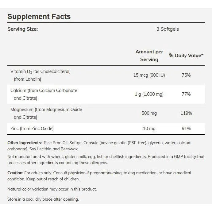 NOW Cal Mag Softgels - Calcium Magnesium Supplement with Vitamin D3 for Bone Health & Muscle Support - Supports Relaxation & Sleep - Ideal for Active Lifestyles & Post-Workout Recovery