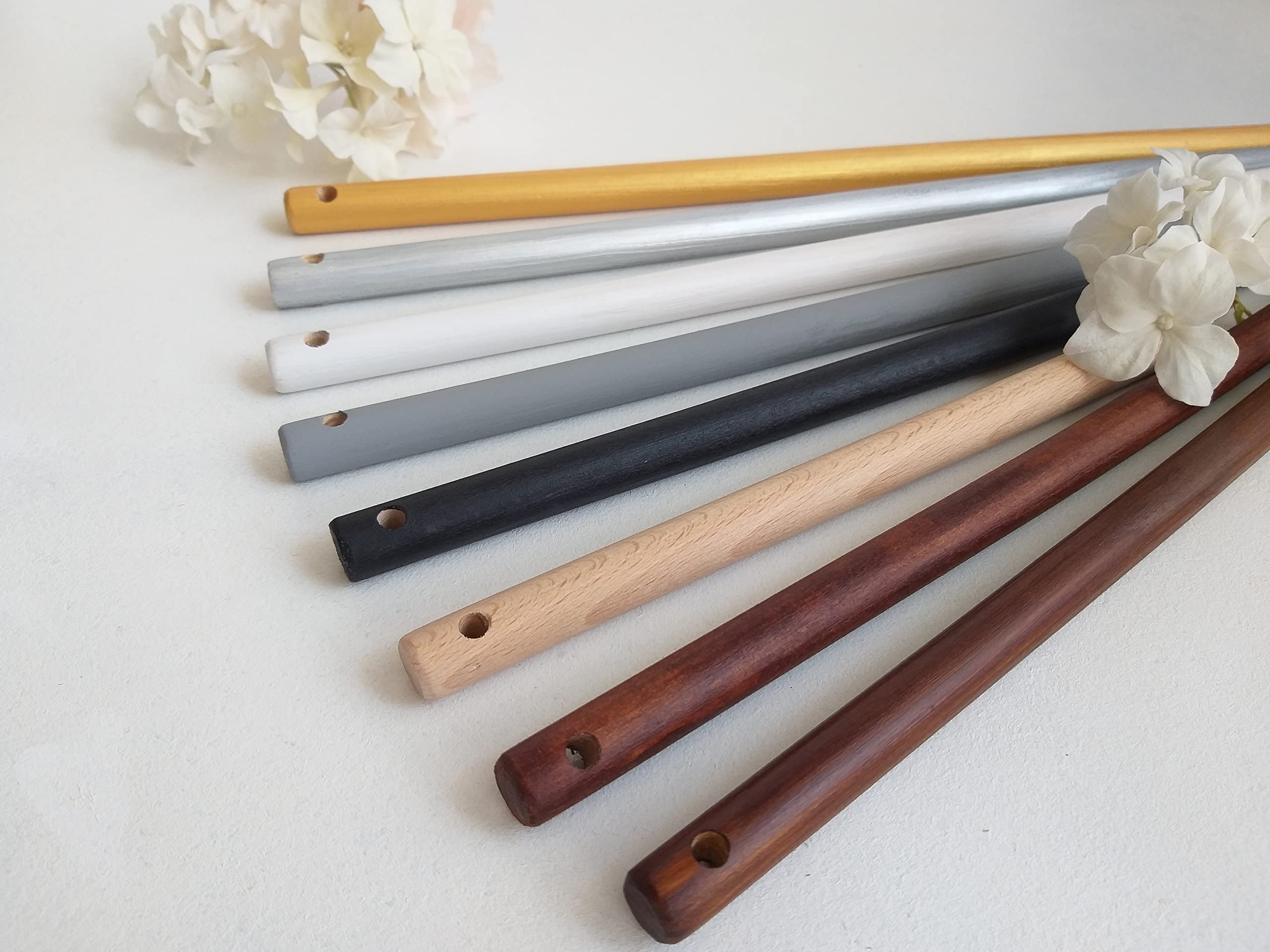 Natural Wooden Dowels with Two Holes - 14.0 Inch Round Dowel Rod for Quilt Hanging & Wall Decor - Perfect for DIY Crafts, Home Decor, and Quilting Projects
