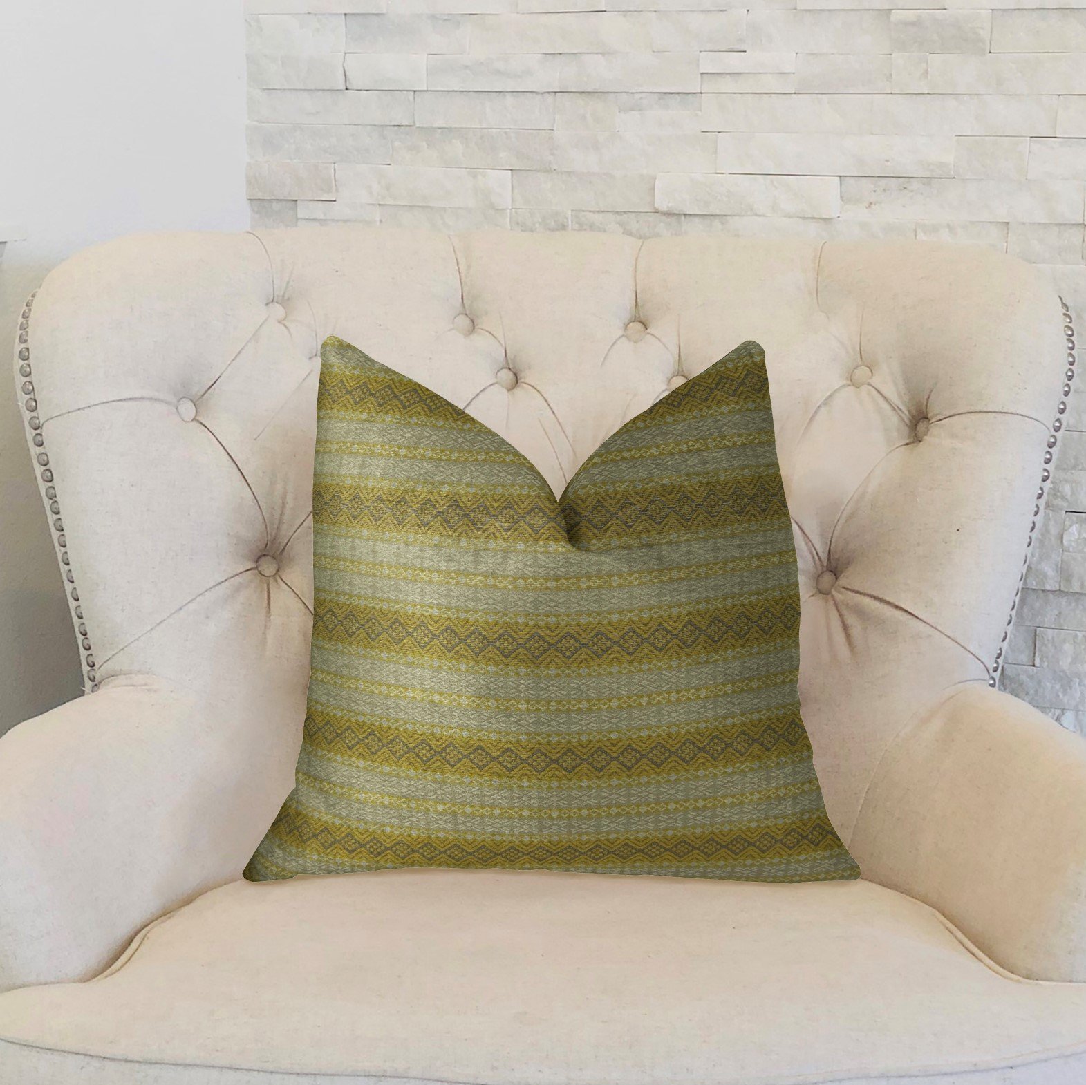 Plutus Full Stripe Handmade Decorative Throw Pillow 20x36 Inches - King Size Taupe Gray Cushion for Sofa, Bed & Living Room