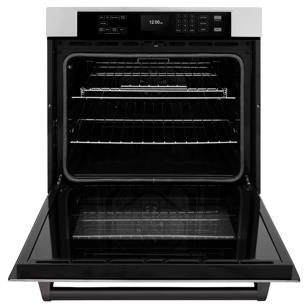 ZLINE Autograph Edition 30 Inch Professional True Convection Single Wall Oven with Air Fry & Self-Clean - Stainless Steel with Matte Black Handle (WASZ 30 MB) | Perfect for Modern Kitchens, Baking, Roasting & Air Frying