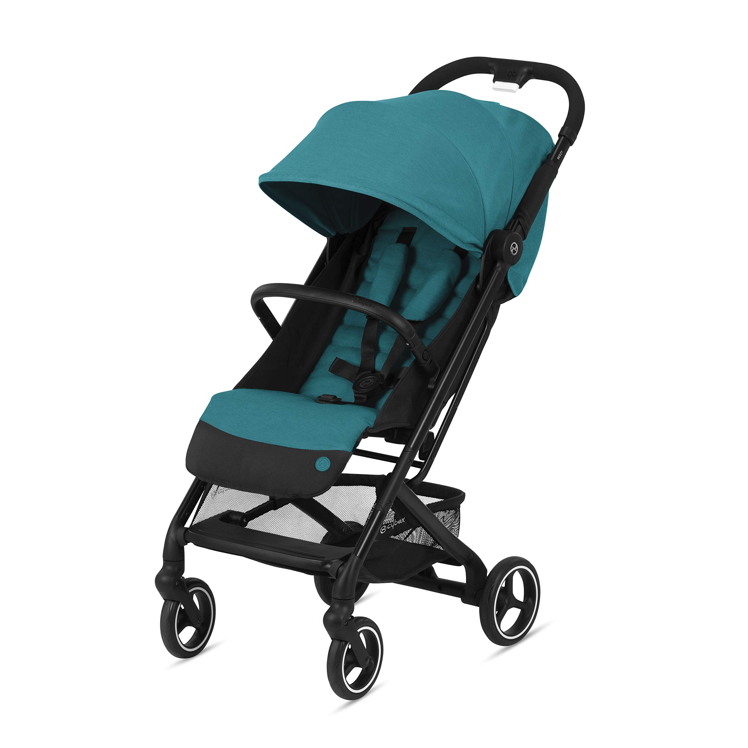 CYBEX Beezy Lightweight Compact Fold Travel Stroller for Baby - Compatible with All CYBEX Infant Car Seats, Stands Upright for Storage, Multiple Recline Positions, Easy to Carry - River Blue | Perfect for Air Travel, City Walks & Everyday Use