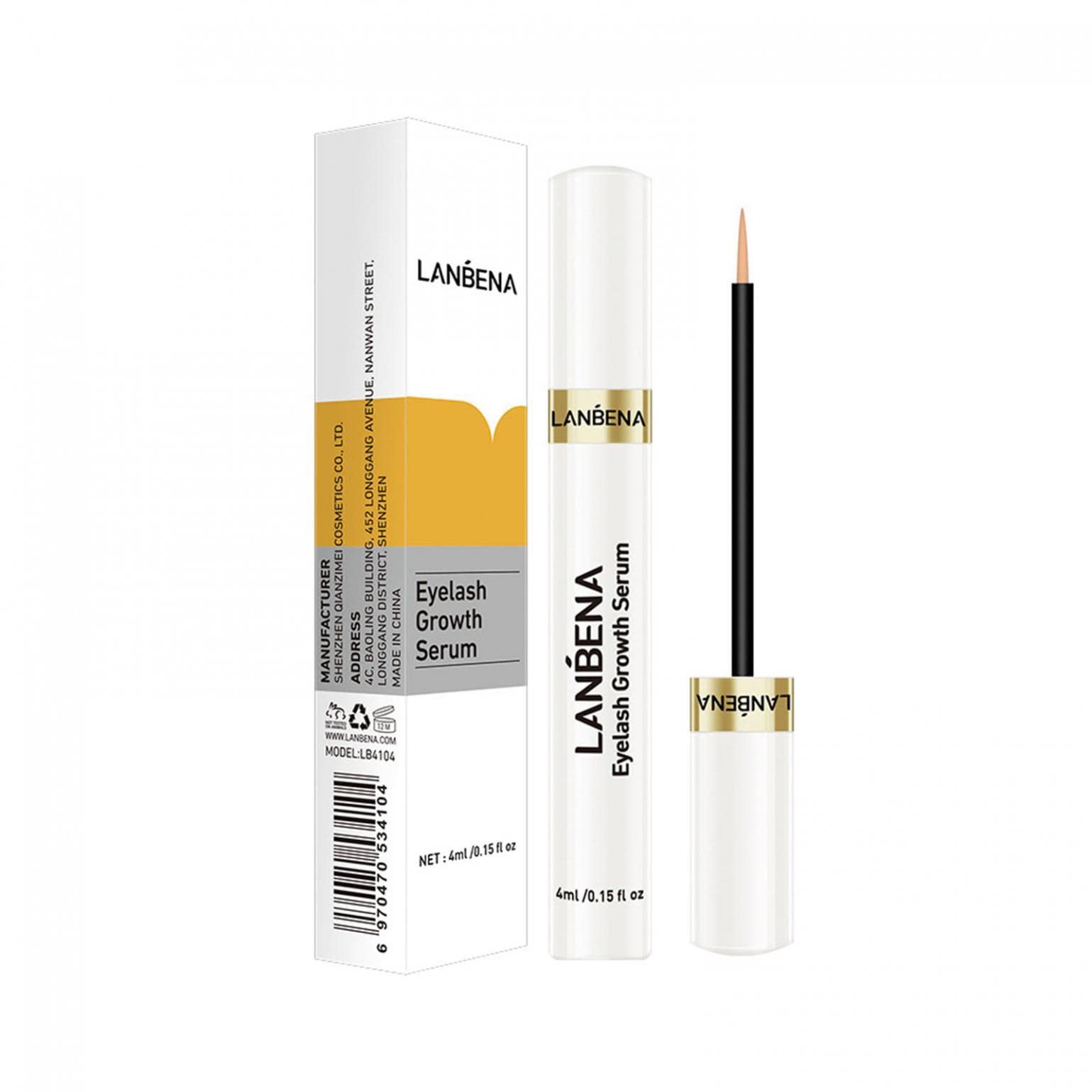 Premium Eyelash & Eyebrow Growth Serum - 4ml Natural Enhancer for Longer, Thicker Lashes & Brows | Non-Irritating Formula | Fast Results | Perfect for Daily Use & Special Occasions (White)