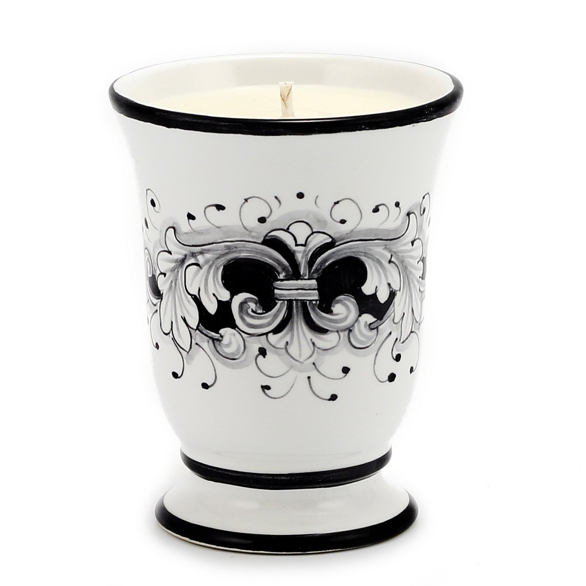DERUTA CANDLES: Bell Cup Candle with DERUTA FOGLIE Nero Design - Alps Wild Berries Scented Soy Wax Candle for Home Decor, Relaxation & Aromatherapy