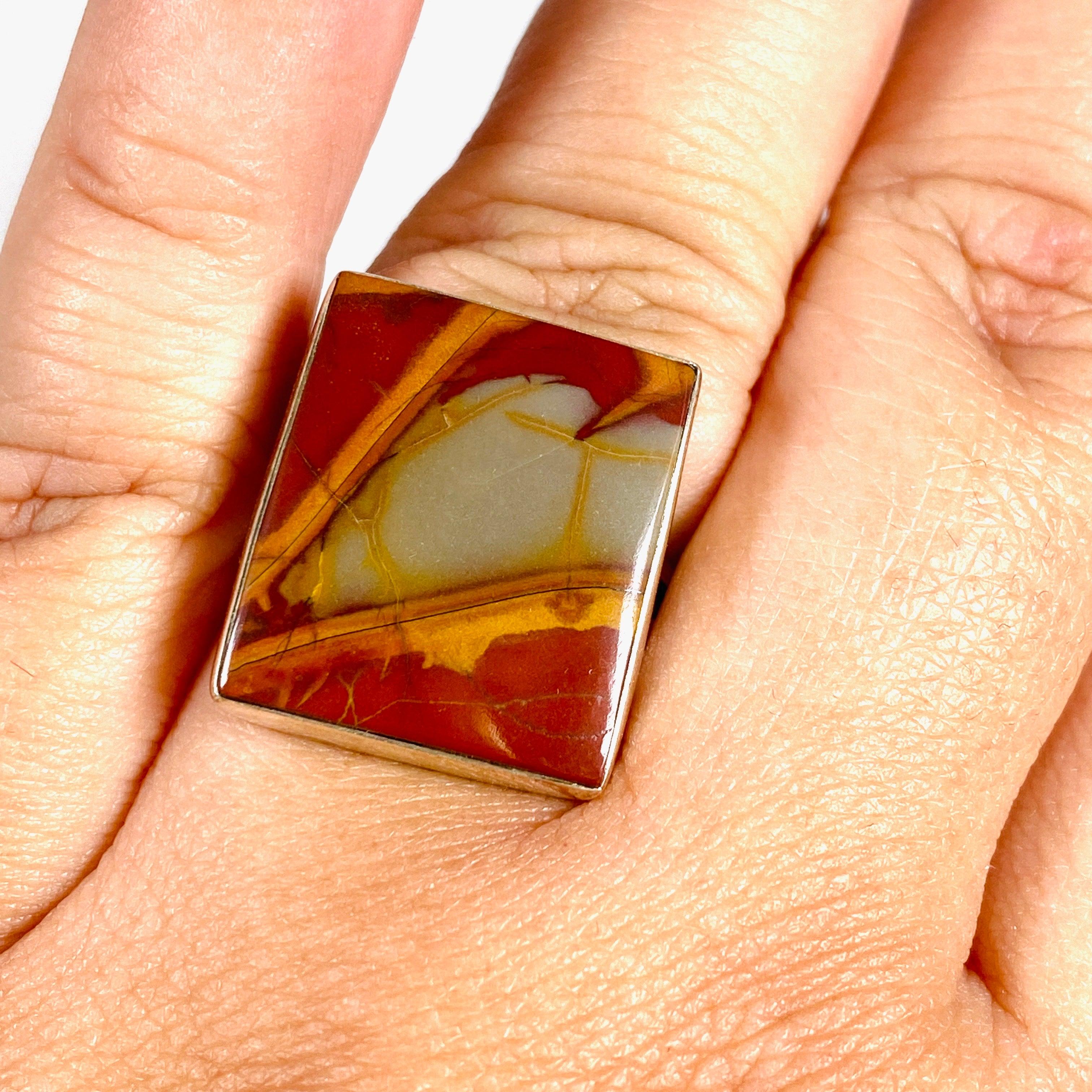 Natural Pilbara Noreena Jasper Rectangular Ring - Size 11 - KRGJ2225 - Handmade Gemstone Jewelry for Women - Perfect for Boho Style, Gift Giving & Spiritual Healing