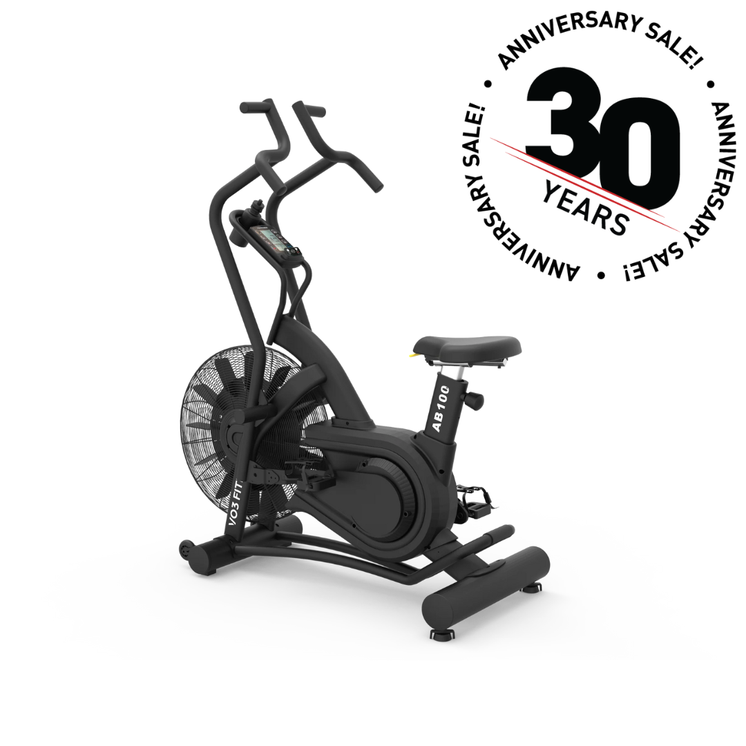 VO3 FITNESS AB100 Light Commercial Air Bike - Heavy Duty Exercise Bike for Home & Gym - Perfect for Cardio, HIIT & Full Body Workouts