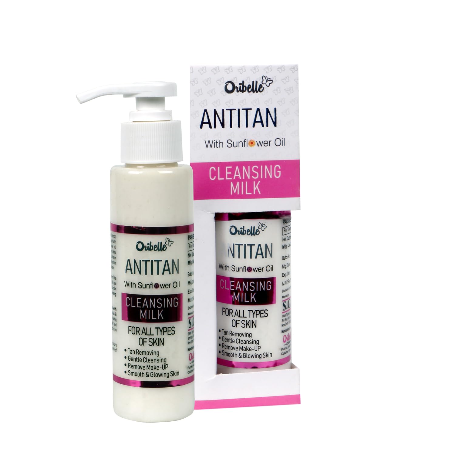 Oribelle Antitan Cleansing Milk with Sunflower Oil - Tan Remover for Smooth & Glowing Skin (100ml) - Perfect for Post-Sun Care & Daily Brightening Routine
