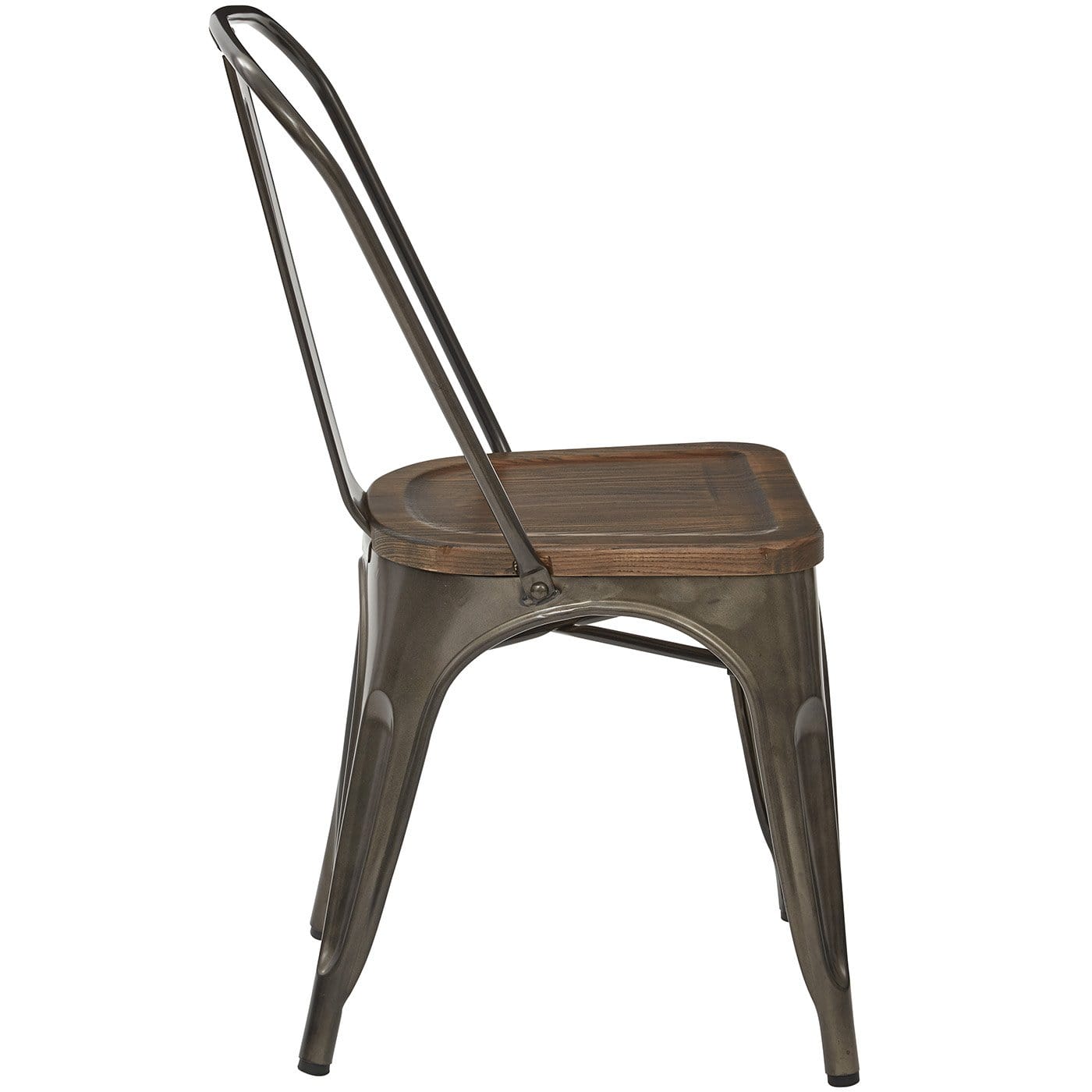 OSP Designs Indio Metal Chair with Wood Seat - Rustic Outdoor Dining Chair for Patio, Garden, and Backyard [IND29A4 C209 1] - Perfect for Al Fresco Dining and Relaxing Outdoors