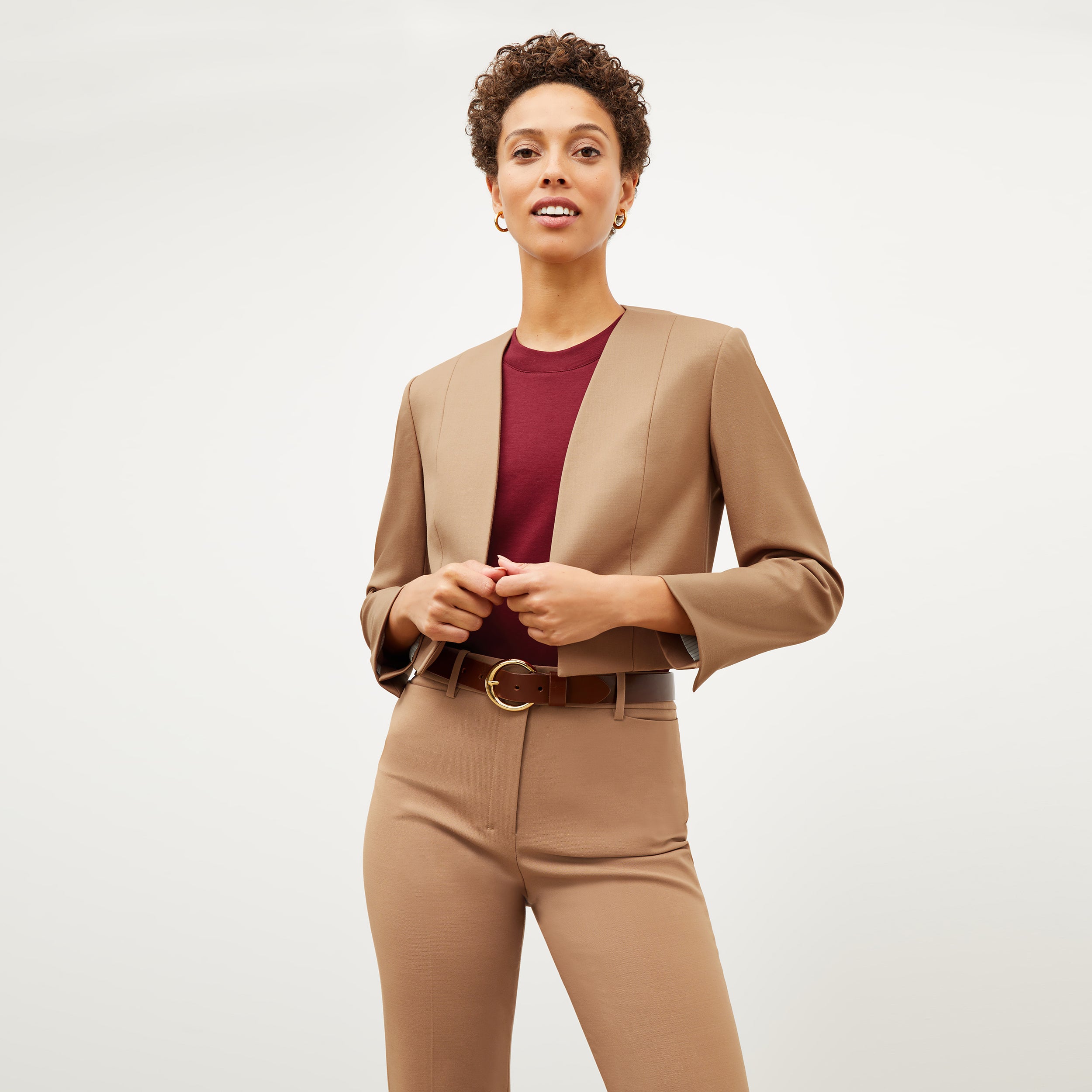 Smith Straight Trouser Washable Wool Twill Pants for Men - Comfortable Office & Business Casual Wear in Camel Color