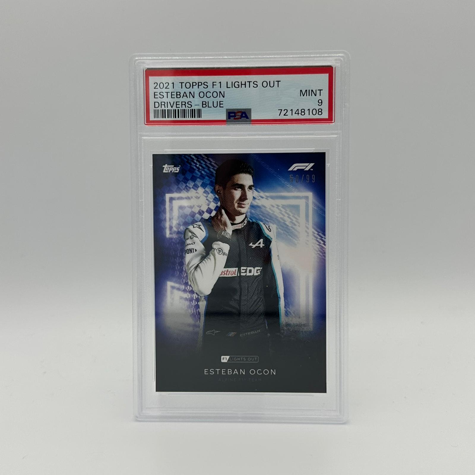 PSA 9 Graded 50/99 Esteban Ocon Blue Parallel Racing Card - Perfect for F1 Collectors, Sports Memorabilia Displays & Trading Card Investments