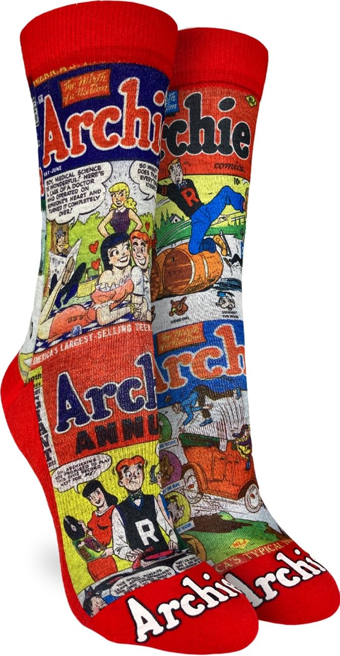 Good Luck Sock Women's Archie Comic Socks - Fun Retro Cartoon Crew Socks for Adults - Perfect Gift for Comic Fans & Vintage Lovers