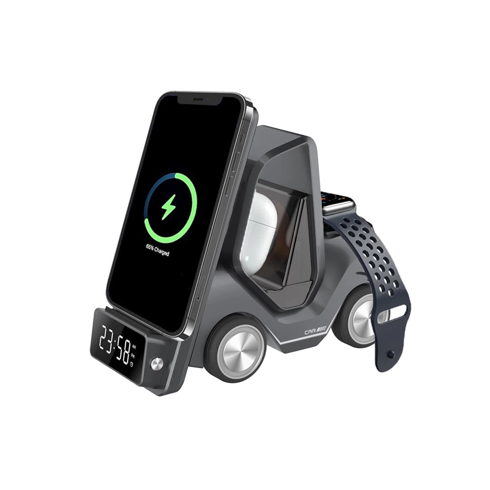 ThunderBolt 3-in-1 Wireless Charging Station - Fast Qi-Certified Charger for iPhone, AirPods & Apple Watch - Perfect for Home, Office & Travel