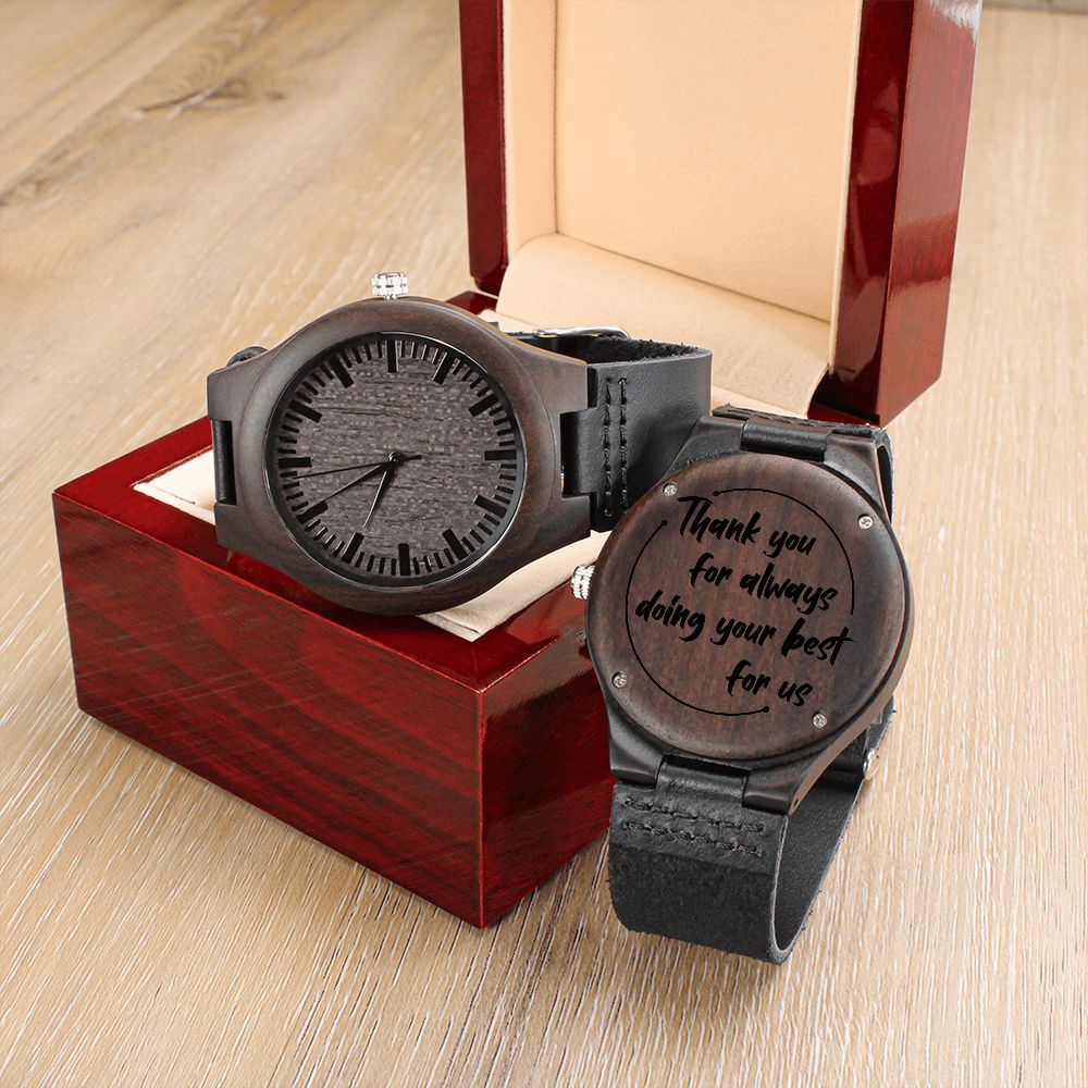 Personalized Engraved Wooden Watch for Men - Unique Christmas, Birthday Gift for Dad - Perfect for Casual Wear, Special Occasions & Gifts