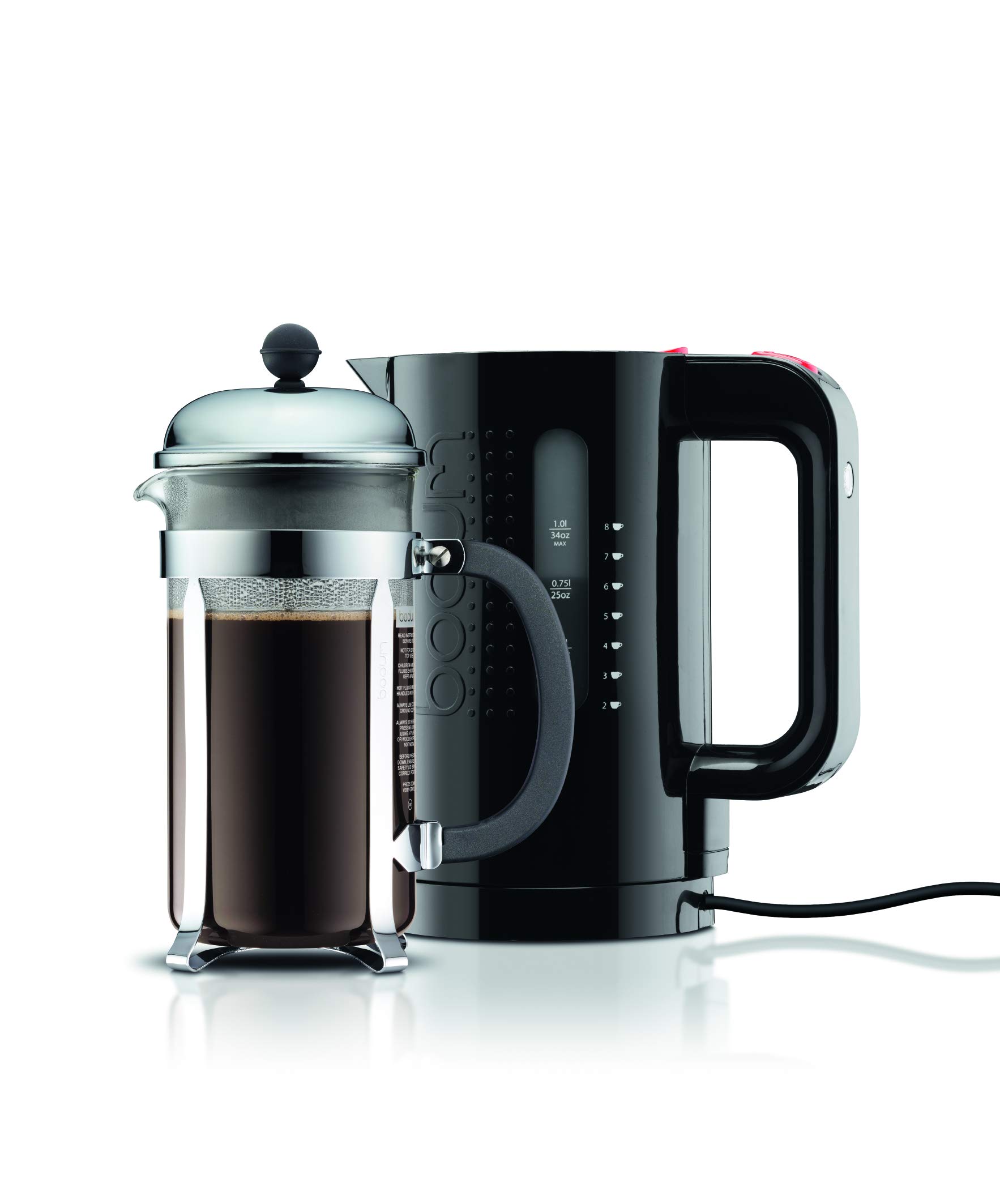 Bodum 34oz Bistro Electric Water Kettle - Fast Boiling BPA-Free Plastic Kettle for Coffee, Tea & More - Auto Shut-Off & Keep Warm Function - Perfect for Home, Office & Dorm Use (Black)