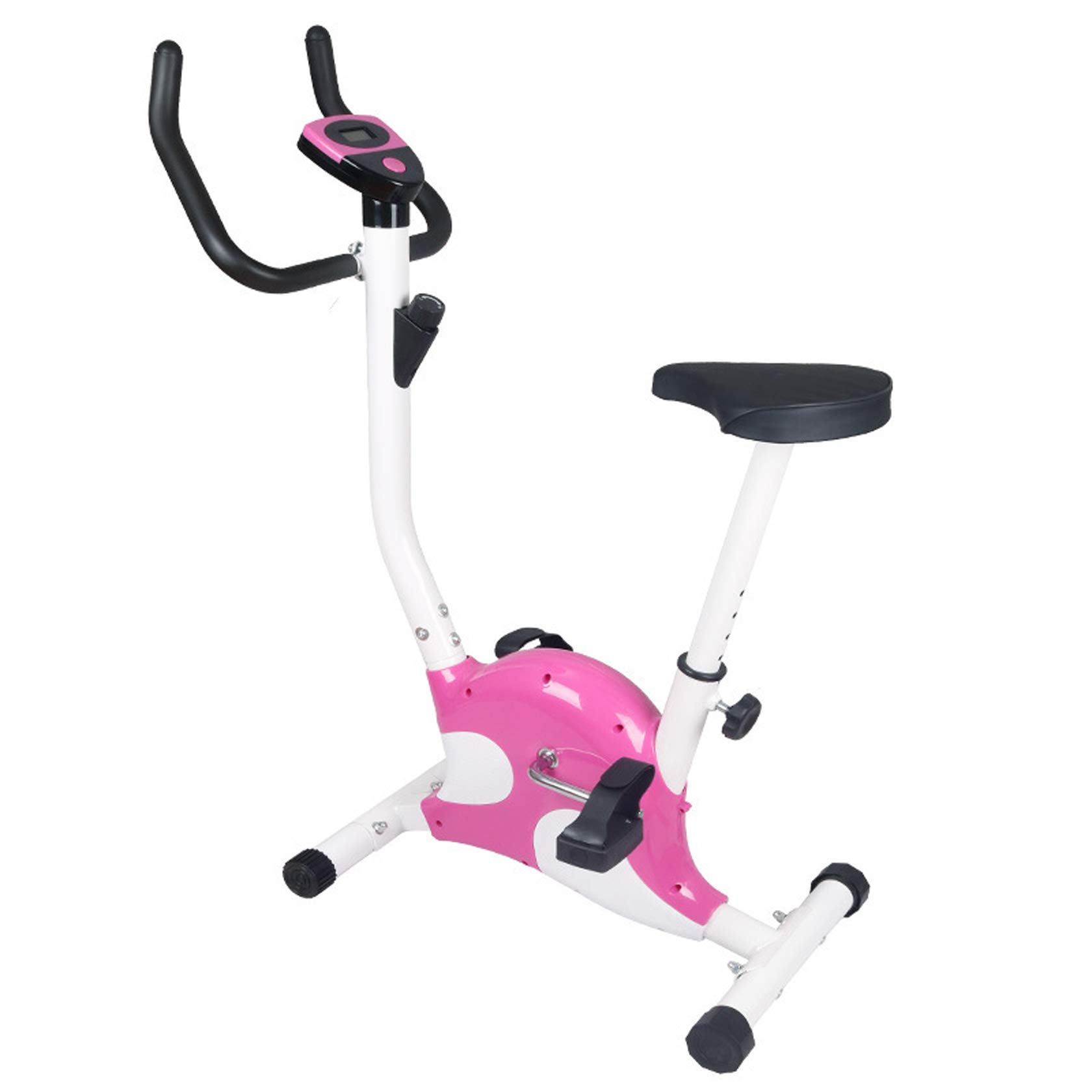 Upright Exercise Bike for Home Workouts - Adjustable Seat & LCD Display, Fixed Belt Drive Indoor Cycling Bike for Cardio & Fitness Training