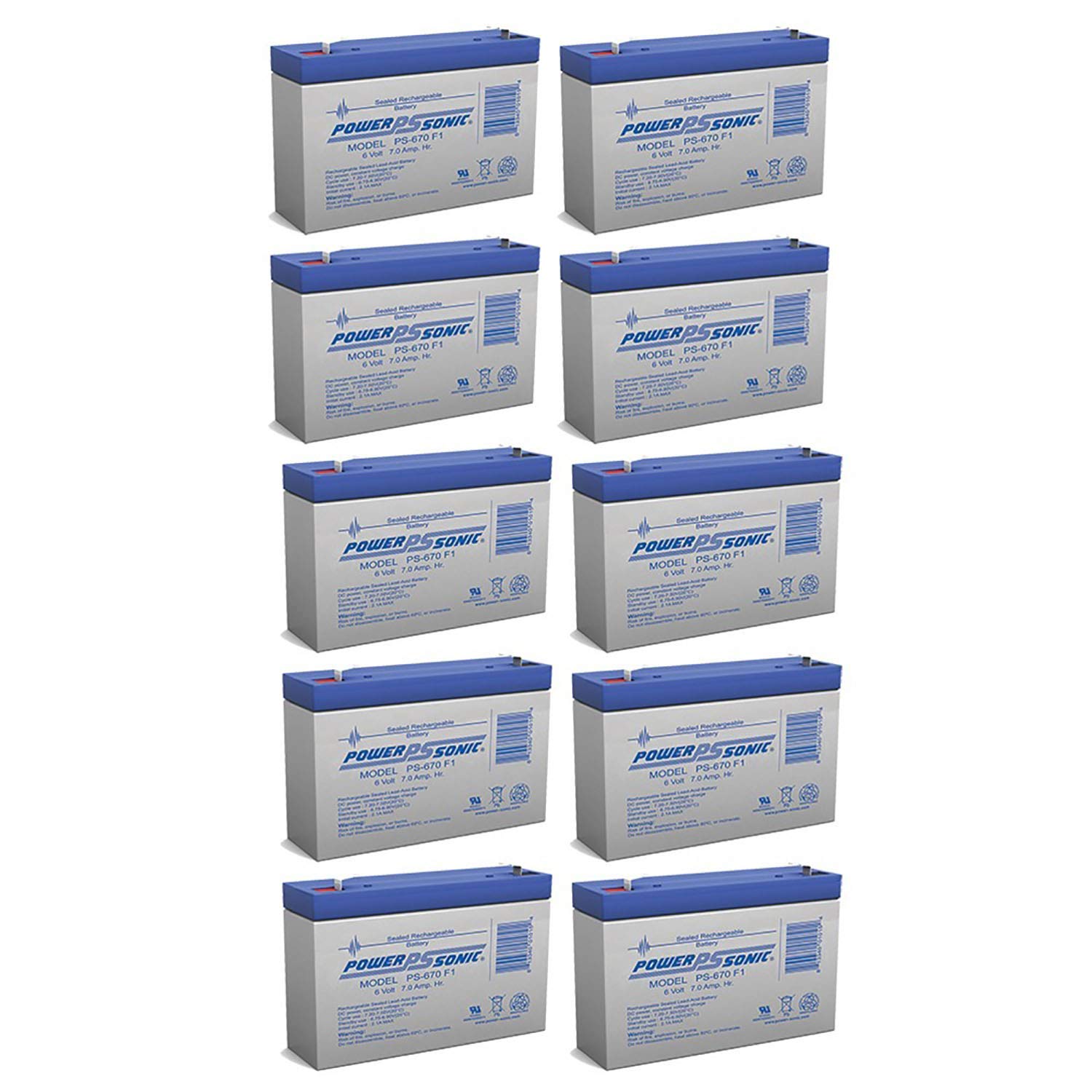 Power Sonic 6V 7Ah SLA Replacement Battery - Compatible with Interstate Batteries BSL0925-10 Pack - Perfect for Security Systems, Emergency Lighting & Medical Equipment Backup Power