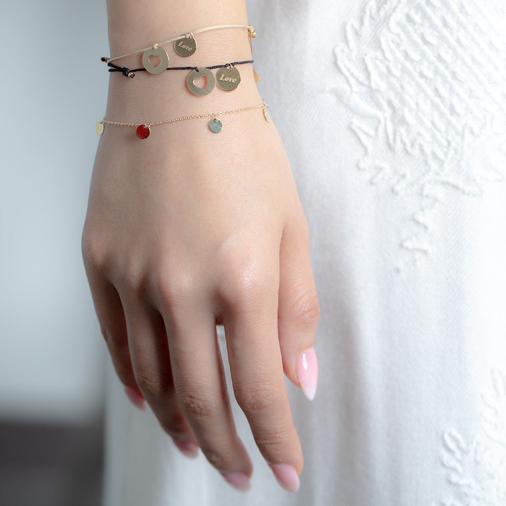 10k Solid Yellow Gold Love Charm Bracelet for Women - Perfect Gift for Valentine's Day, Anniversary & Special Occasions