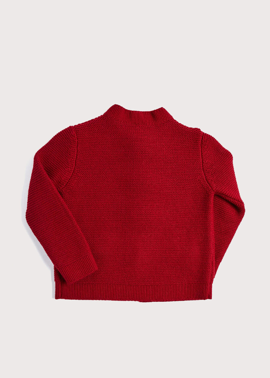 Red Knitted Cardigan with Toggle Fastening for Kids (12 Months to 10 Years) - Perfect for School, Playdates & Family Outings