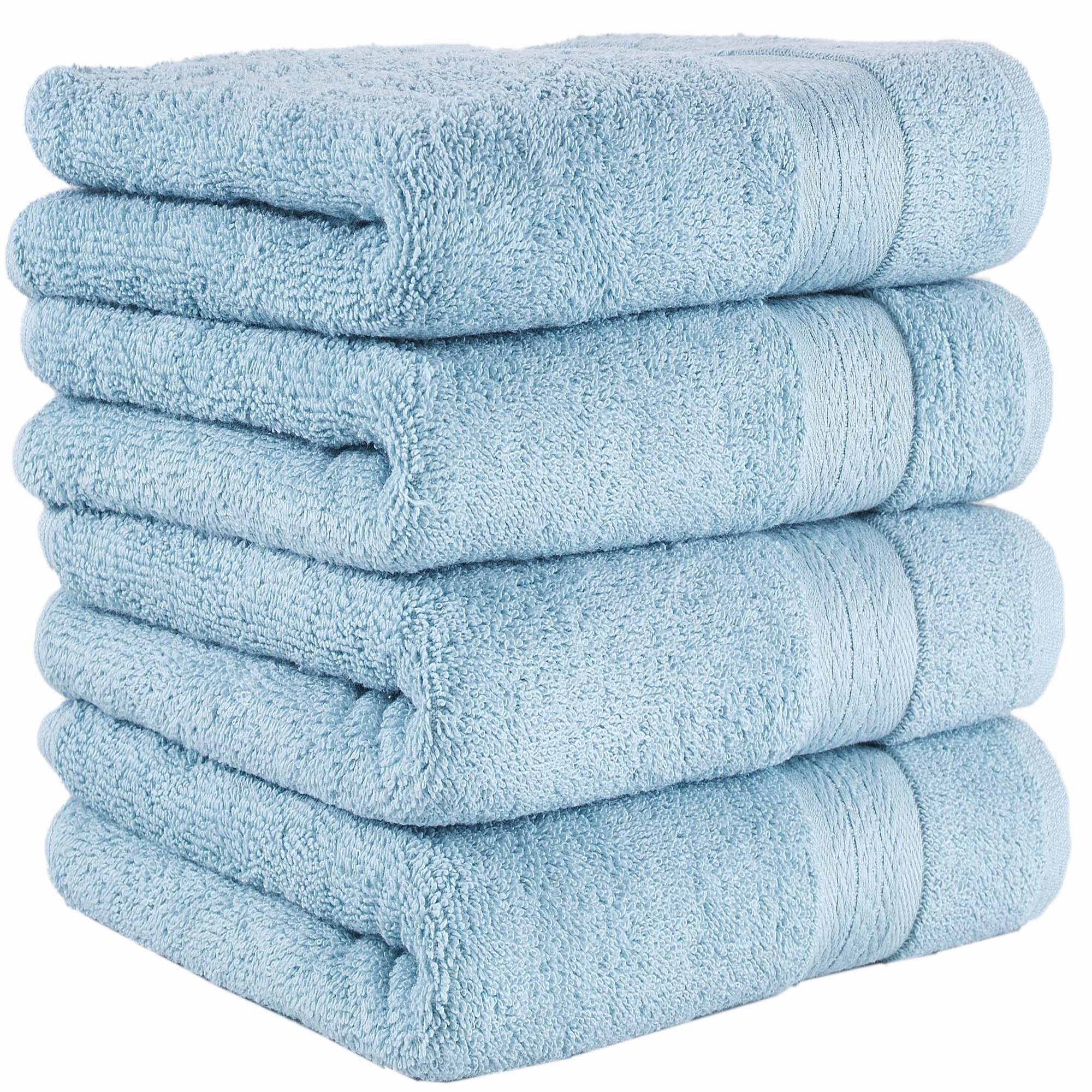 REGAL RUBY Quick-Dry 4-Piece Blue Hand Towel Set - 100% Premium Turkish Cotton Bath Linen - Super Absorbent & Soft for Bathroom, Pool, Gym, Travel, Camping, College Dorm - Ideal for Guests, Shower & Spa Use