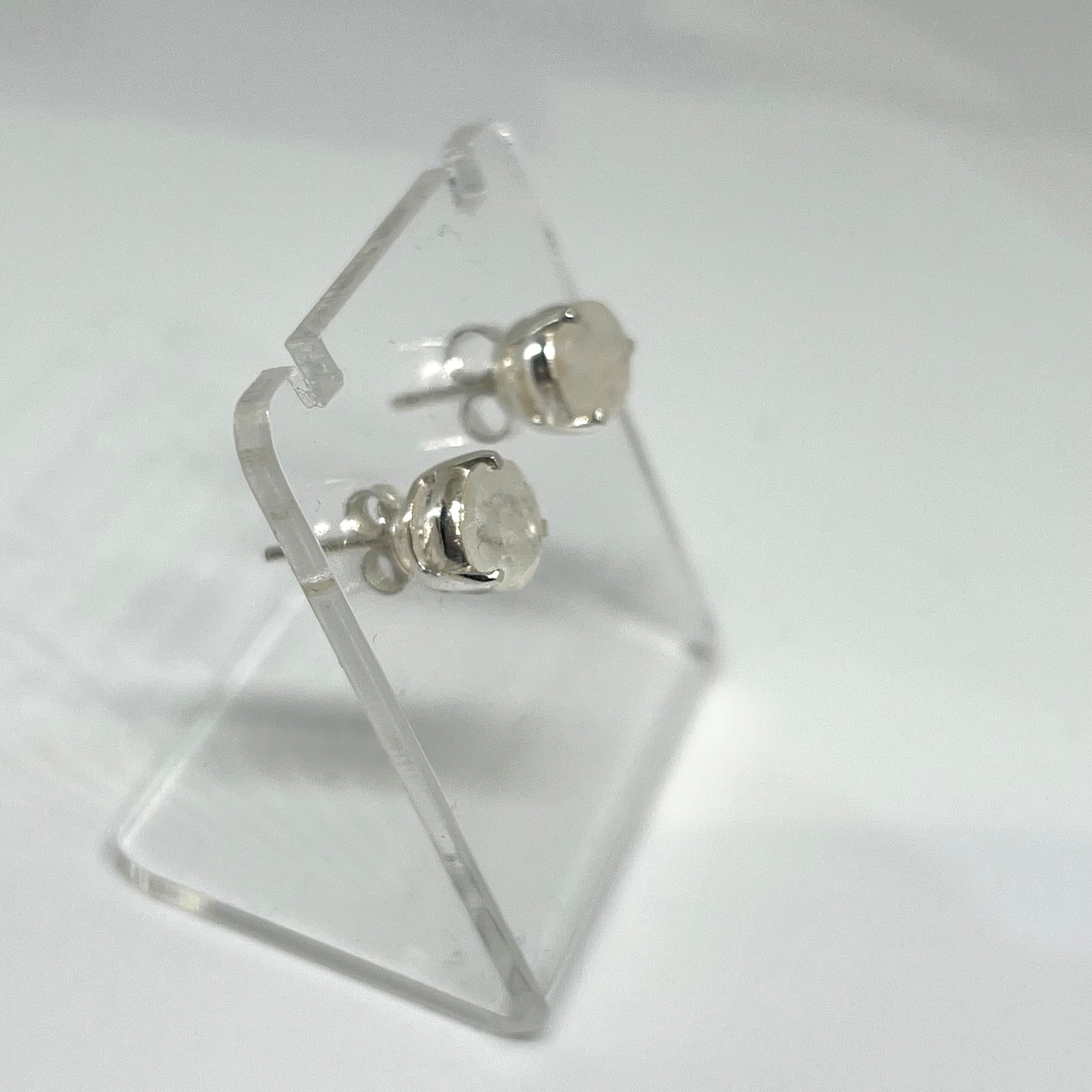 7mm Round Faceted Gemstone Stud Earrings - 3 Prong Set for Women (PSE006) | Perfect for Everyday Wear, Parties & Gifts