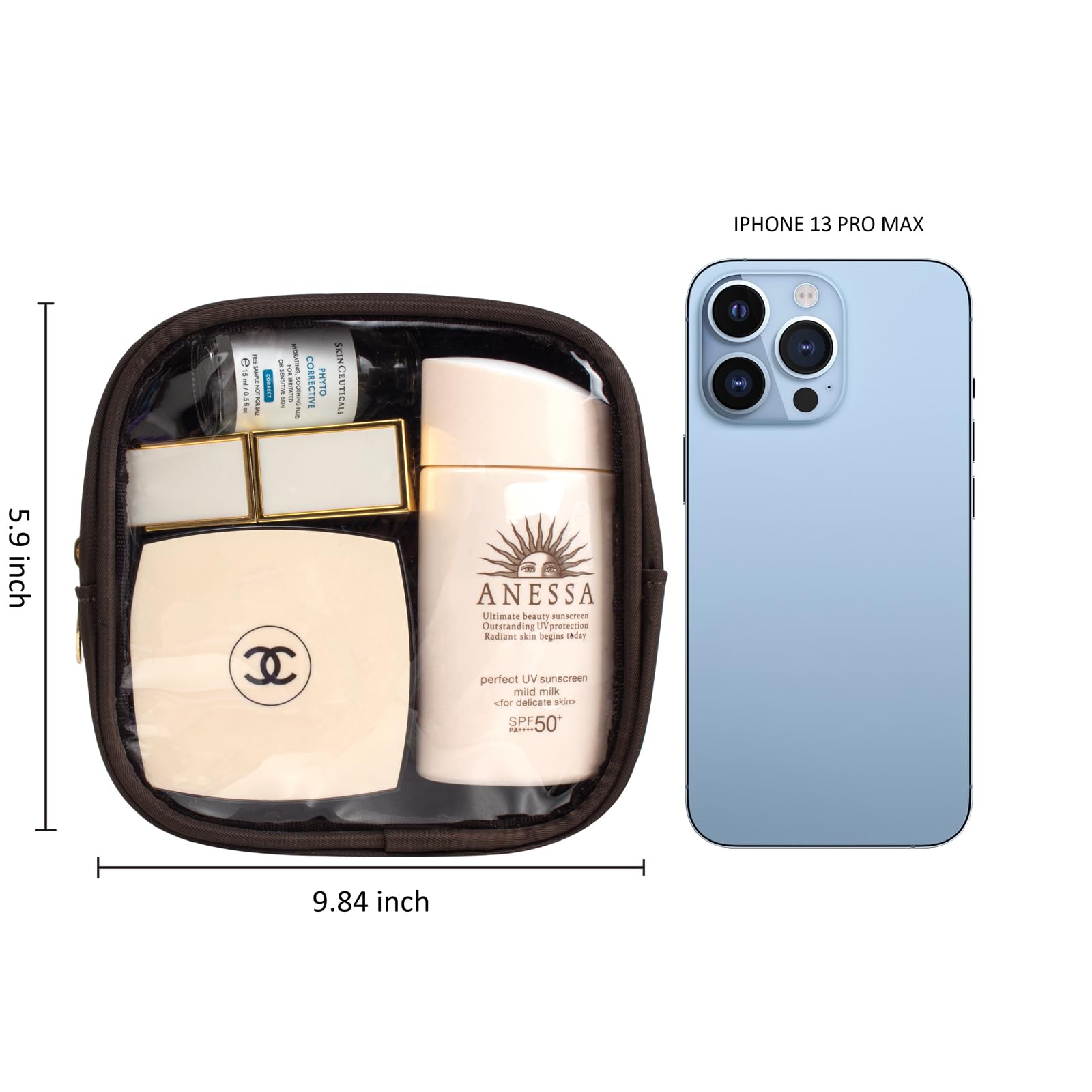 KOTORA Clear Makeup Bag - TSA Approved Travel Toiletry Pouch for Women & Men | Pink Cosmetic Organizer for Essentials