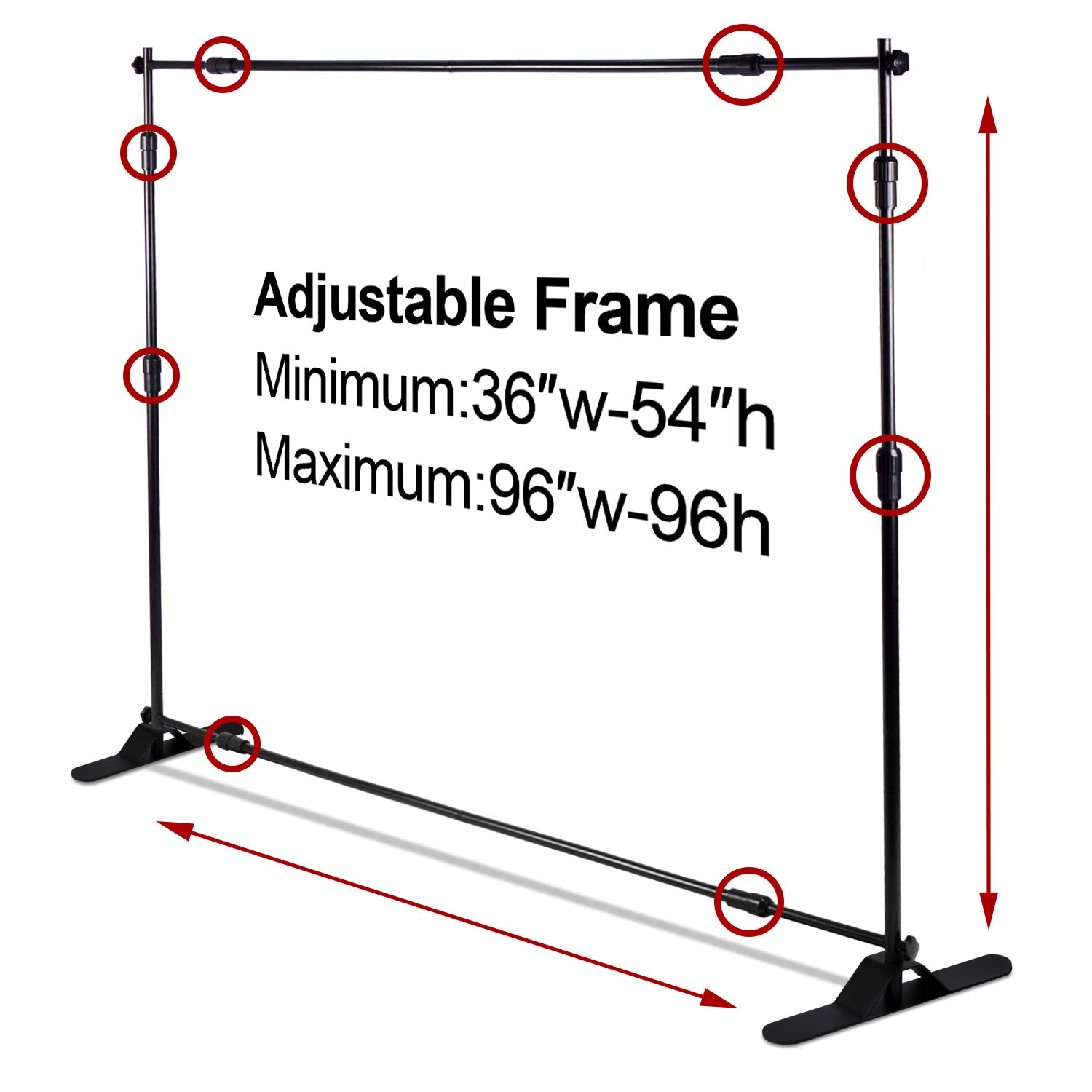 8x8 ft Heavy Duty Backdrop Stand Kit - Adjustable Photography Background with Carrying Bag for Parties, Trade Shows & Photo Booths | Portable Step and Repeat Banner for Events, Weddings & Commercial Use