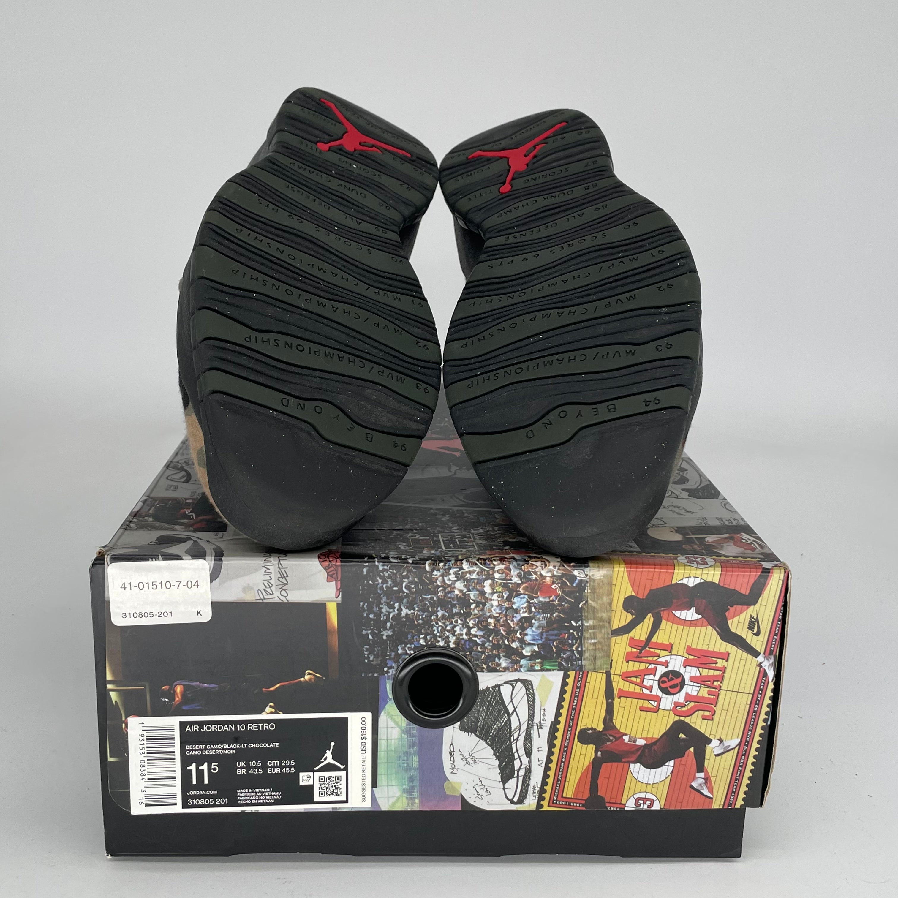 AIR JORDAN 10 Retro Sneakers - Woodland Camo Men's Size 11.5 (310805-201) - Basketball Shoes for Streetwear & Casual Outfits