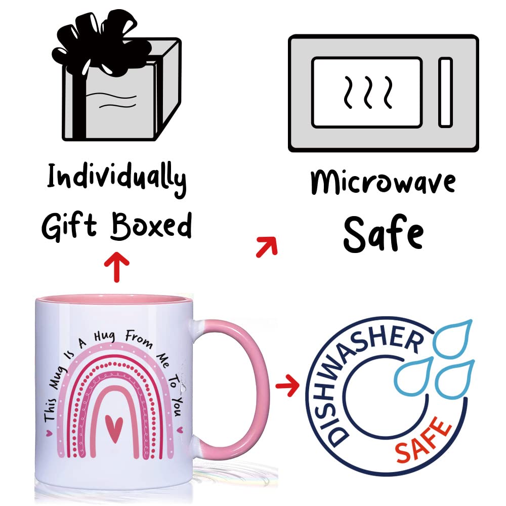 This Mug is A Hug from Me to You - Thoughtful Birthday Gift for Friend, Mothers Day Present, Long Distance Friendship Keepsake for Best Friend or Sister, Cancer Get Well Soon Encouragement Mug for Coffee & Tea Lovers