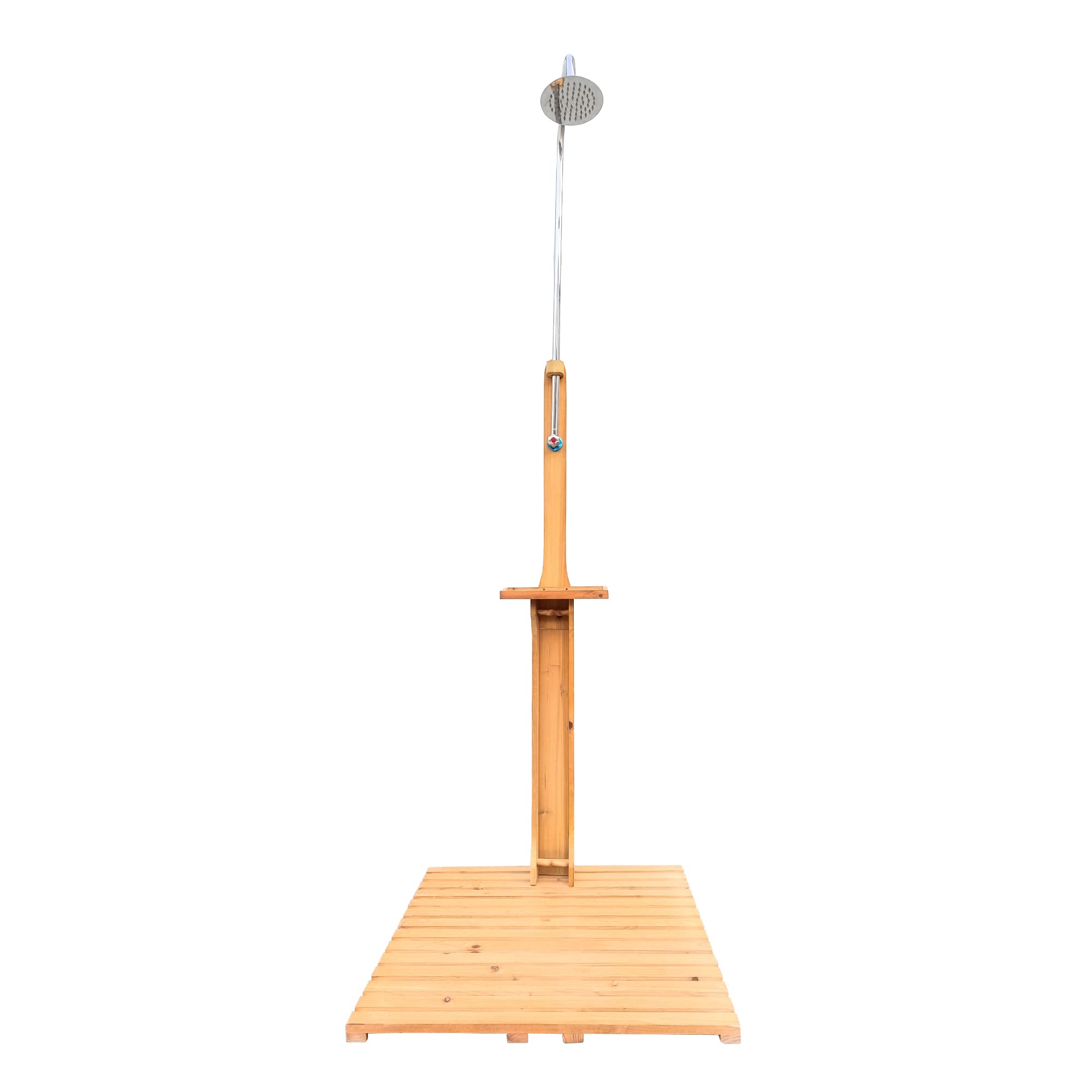 Premium Outdoor Garden Pool Shower with Wooden Stand | Adjustable Water Pressure for Swimming Pools, Patios & Terraces | Perfect for Post-Swim Rinse, Beach House, and Backyard Relaxation