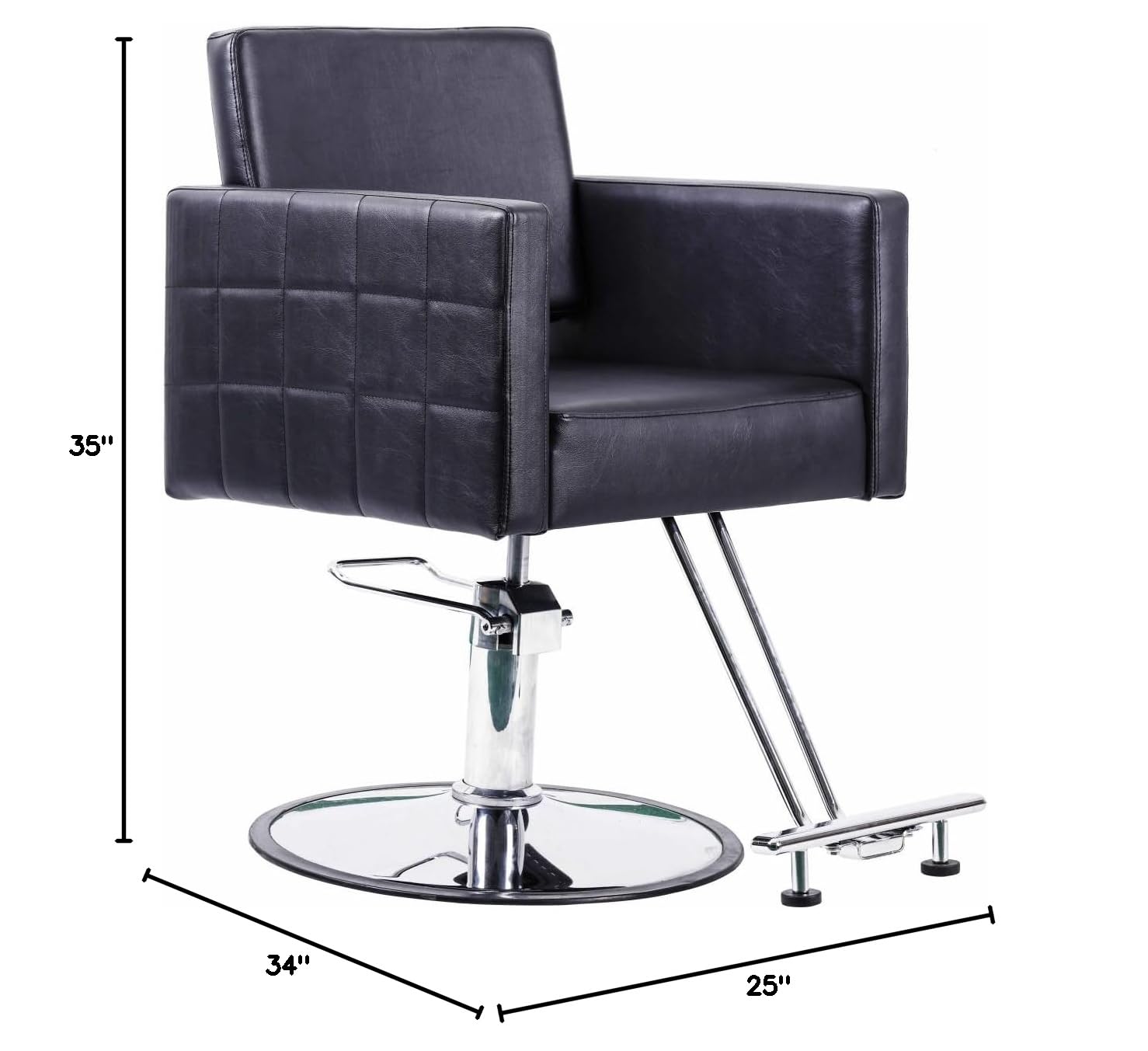 Professional Black Hydraulic Barber Chair - Adjustable Salon Styling Chair with Round Base for Hair Cutting, Beauty & Spa Services | Perfect for Barbershops, Salons & Home Styling Stations