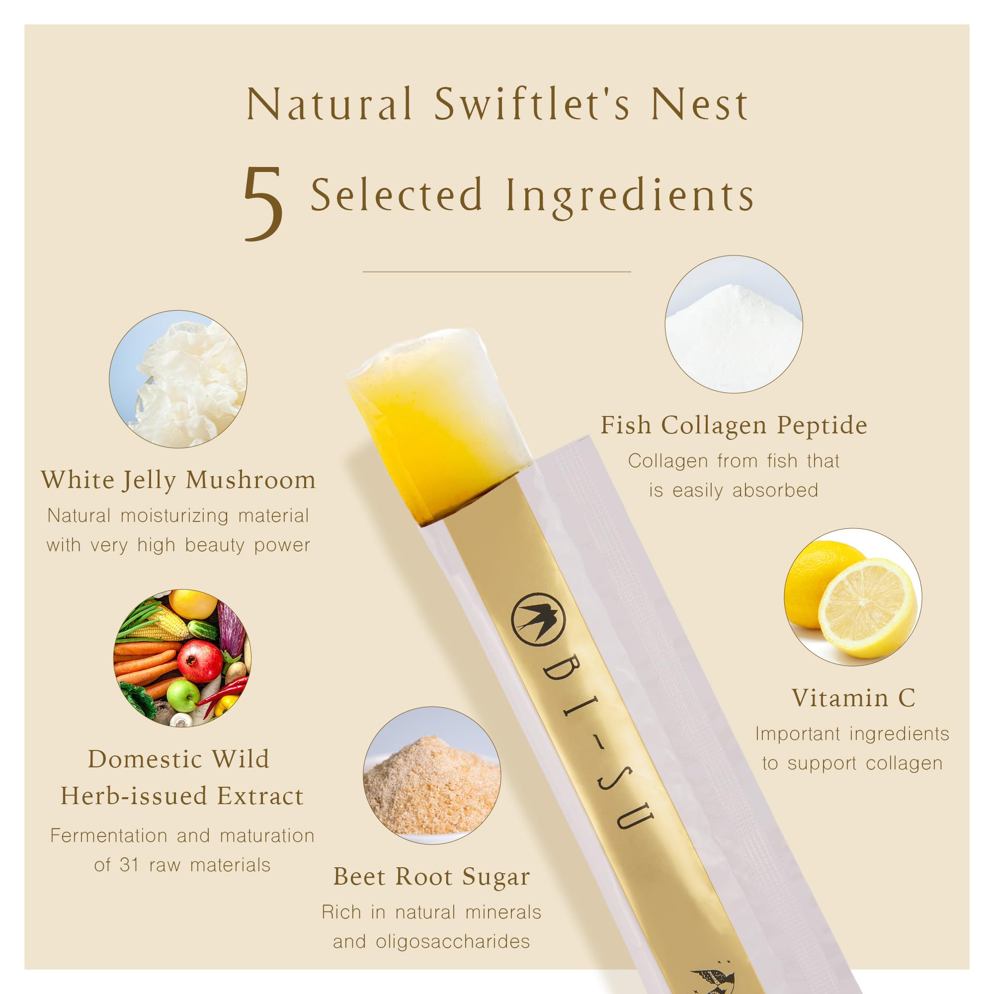 Natural Swiftlet Nest Extract Jelly Stick with Collagen & Vitamin C | Anti-Aging Skincare for Elasticity & Immune Boost | Pineapple Flavor (7 Pack) | Perfect for Daily Beauty Routine & On-the-Go Wellness