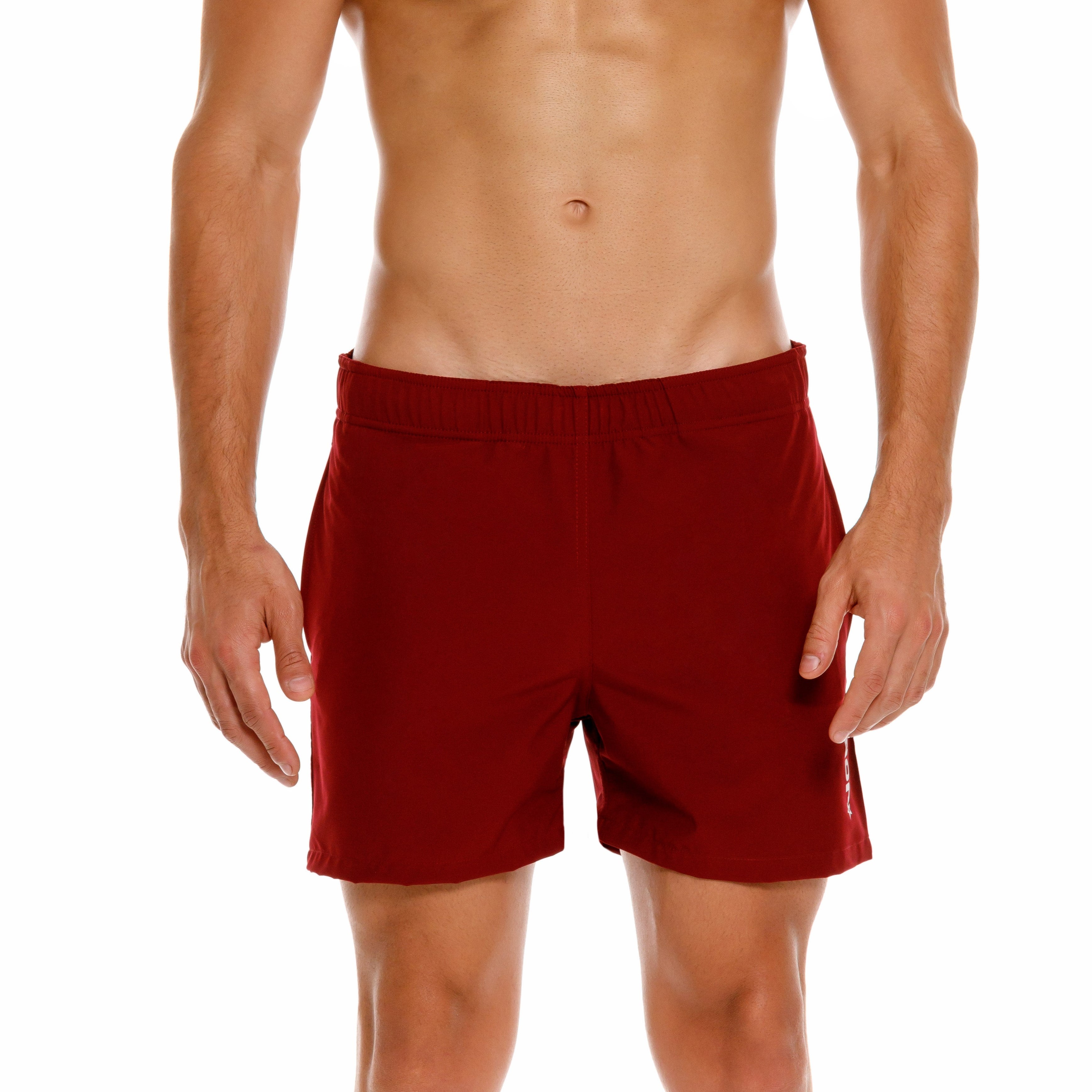 JOR Brixton 4 Men's Swim Shorts - Quick Dry Swim Trunks with Liner - Wine Red - Perfect for Beach, Pool & Water Sports