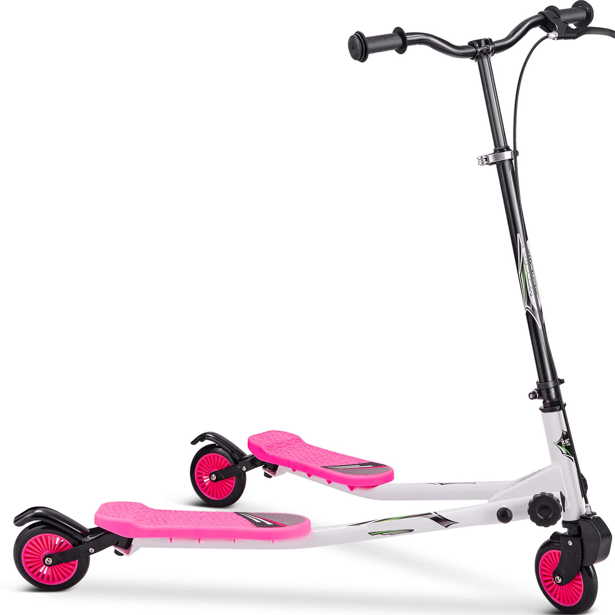 Height Adjustable 3-Wheel Foldable Kick Scooter for Kids & Adults - Wiggle Drifting Scooter with Adjustable Handle for Boys & Girls Ages 3+, Indoor & Outdoor Use - Perfect for Playgrounds, Parks, and Backyard Fun