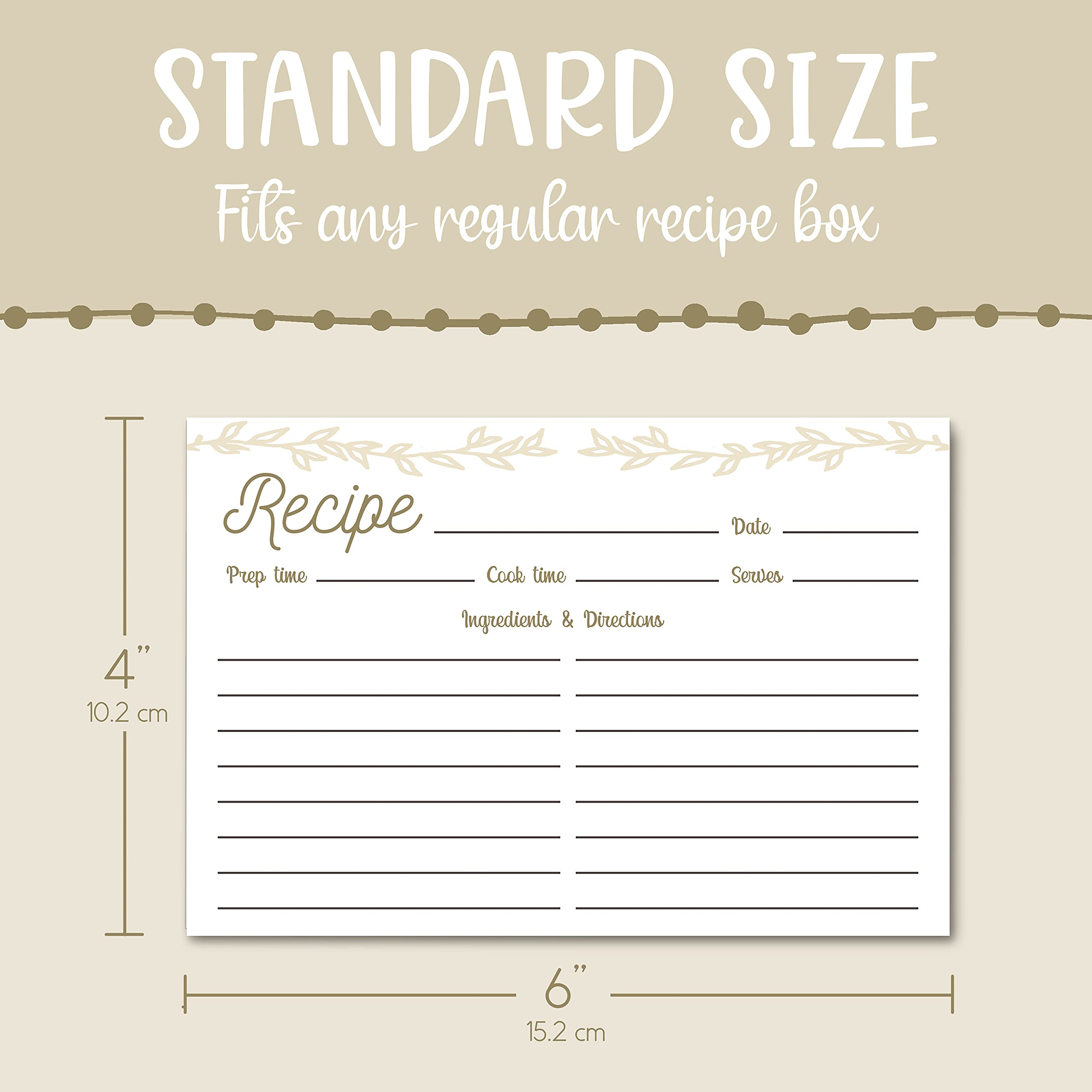 Rustic Recipe Cards 4x6 Inches (50 Pack) - Double Sided Index Cards with Floral Design for Kitchen, Cooking & Meal Planning - Perfect for Handwritten Recipes & Gift Giving