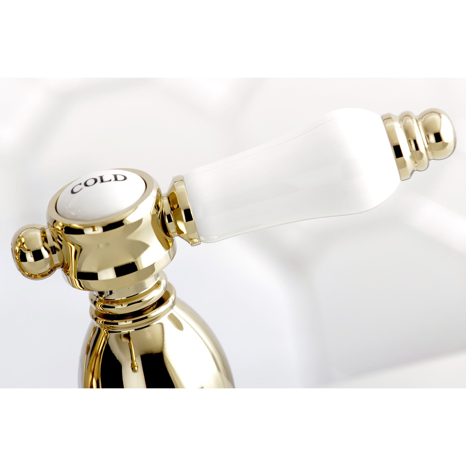 Bel Air KB1602BPL 4 Inch Centerset Bathroom Faucet - Double Handle 3 Hole Deck Mount with Pop Up Drain, Polished Brass - Perfect for Bathroom Sink Vanity and Powder Room Renovation
