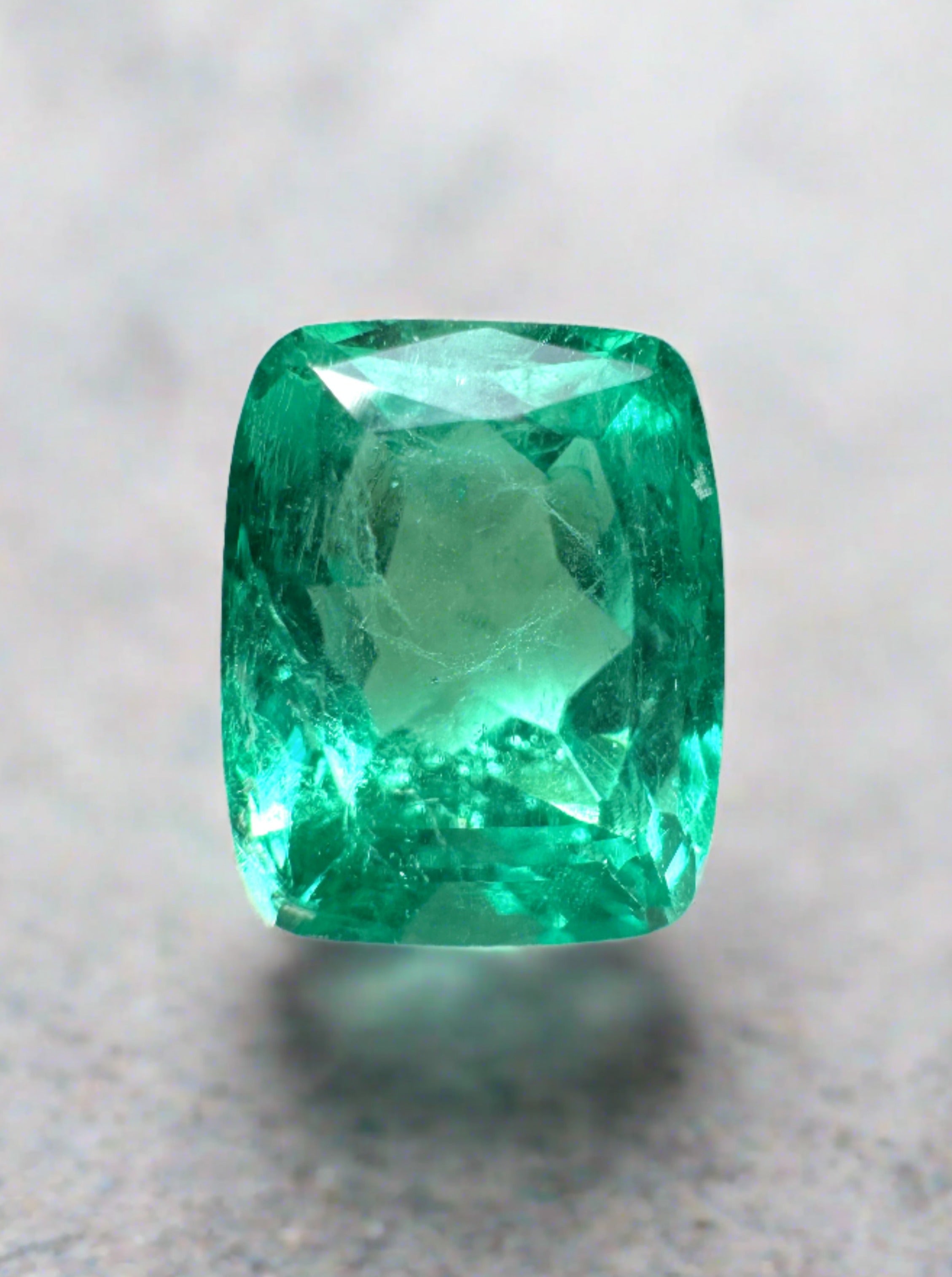 1.81 Carat 8x6mm VVS Green Natural Loose Colombian Emerald - Elongated Cushion Cut Gemstone for Jewelry Making & Engagement Rings